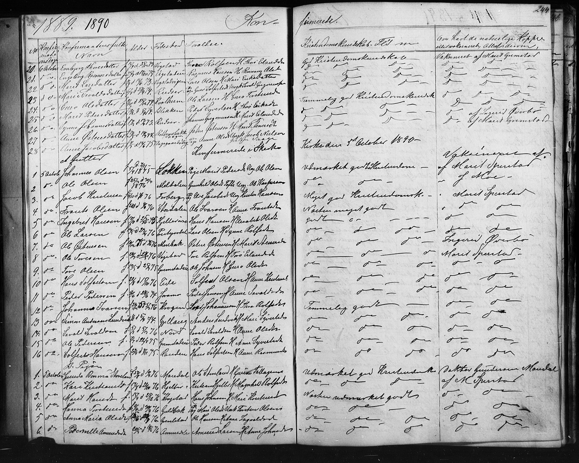 Skjåk prestekontor, SAH/PREST-072/H/Ha/Hab/L0001: Parish register (copy) no. 1, 1865-1893, p. 244