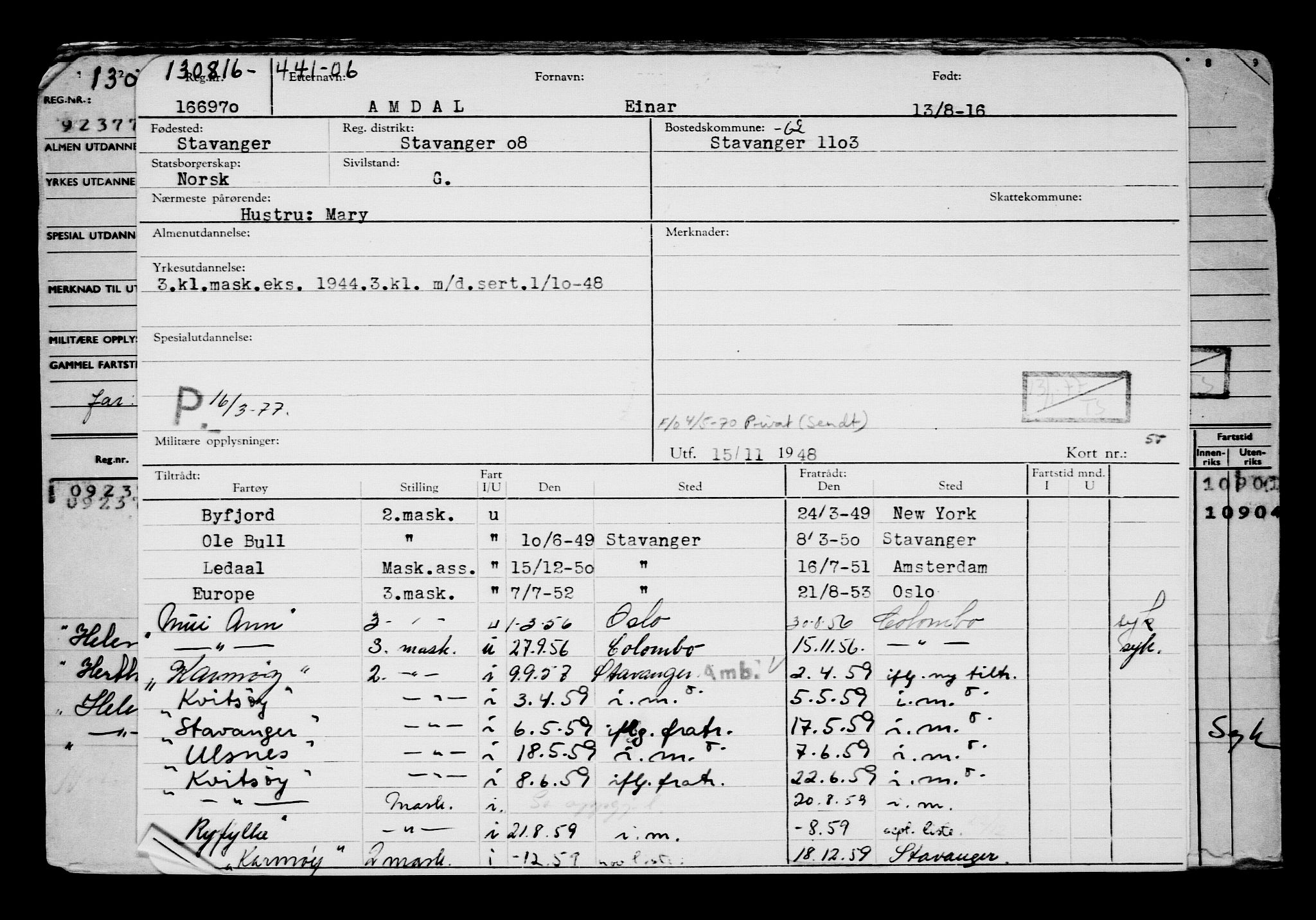 Direktoratet for sjømenn, RA/S-3545/G/Gb/L0141: Hovedkort, 1916, p. 551