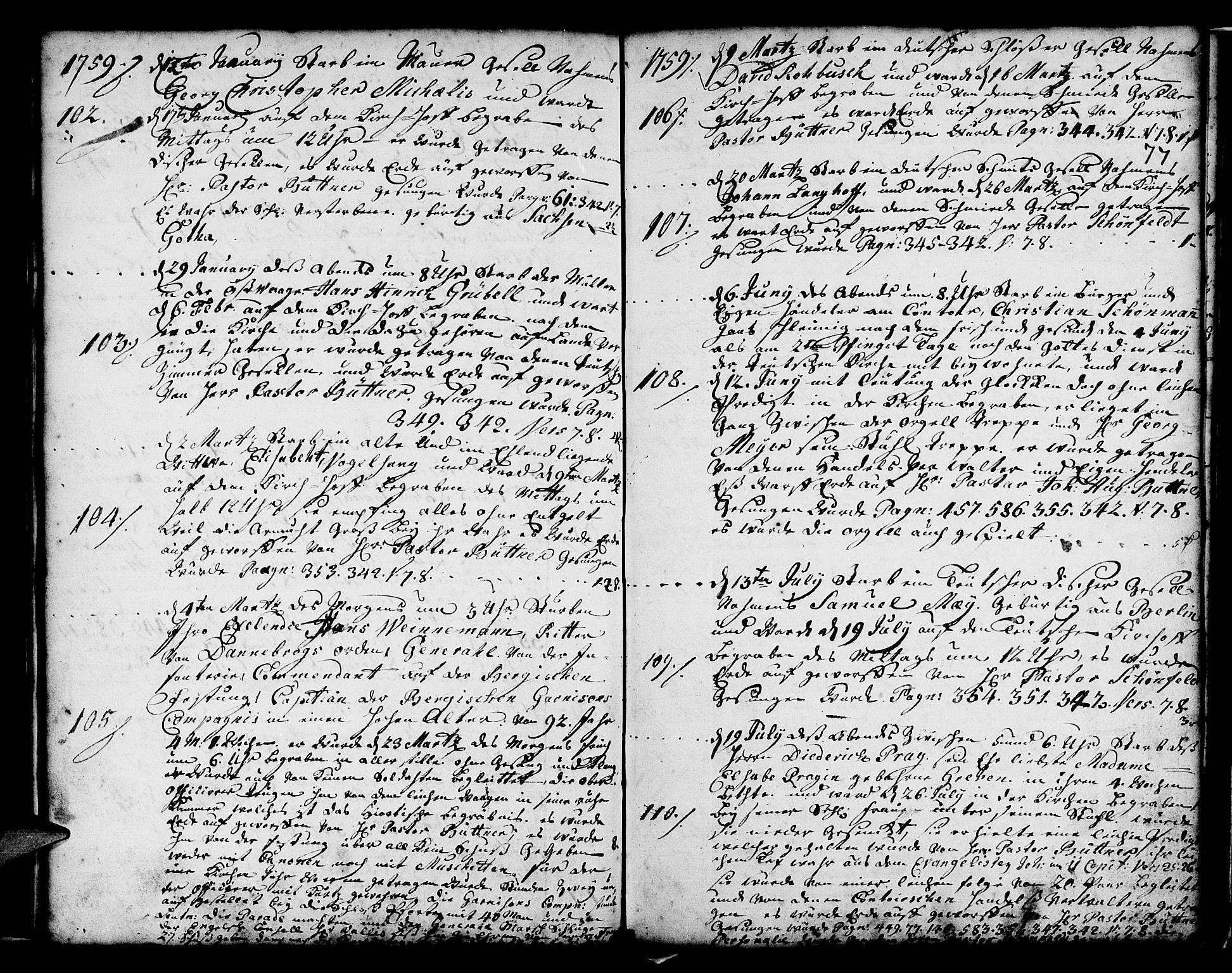 Mariakirken Sokneprestembete, AV/SAB-A-76901/H/Haa/L0001: Parish register (official) no. A 1, 1740-1784, p. 77