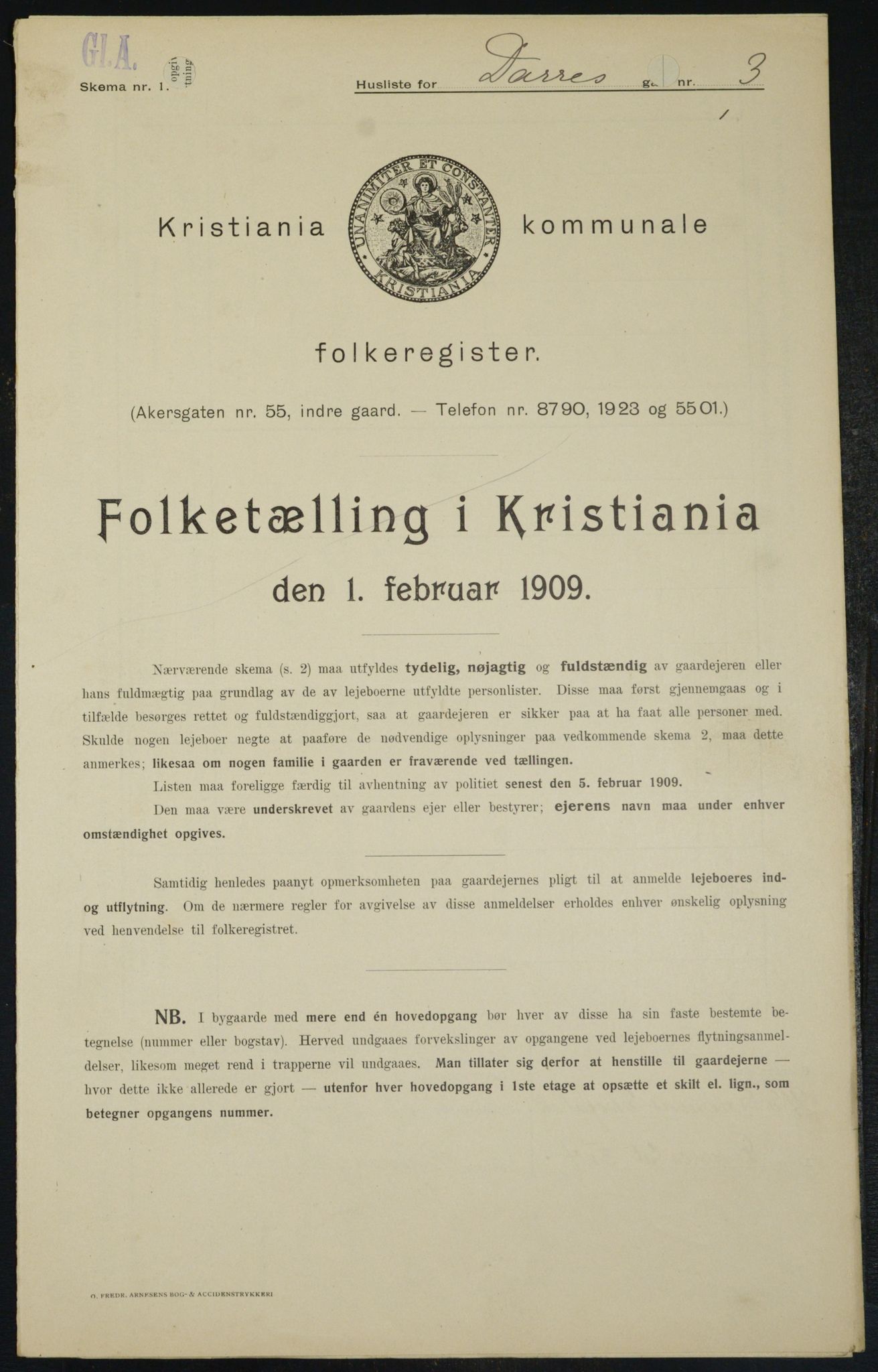 OBA, Municipal Census 1909 for Kristiania, 1909, p. 14056