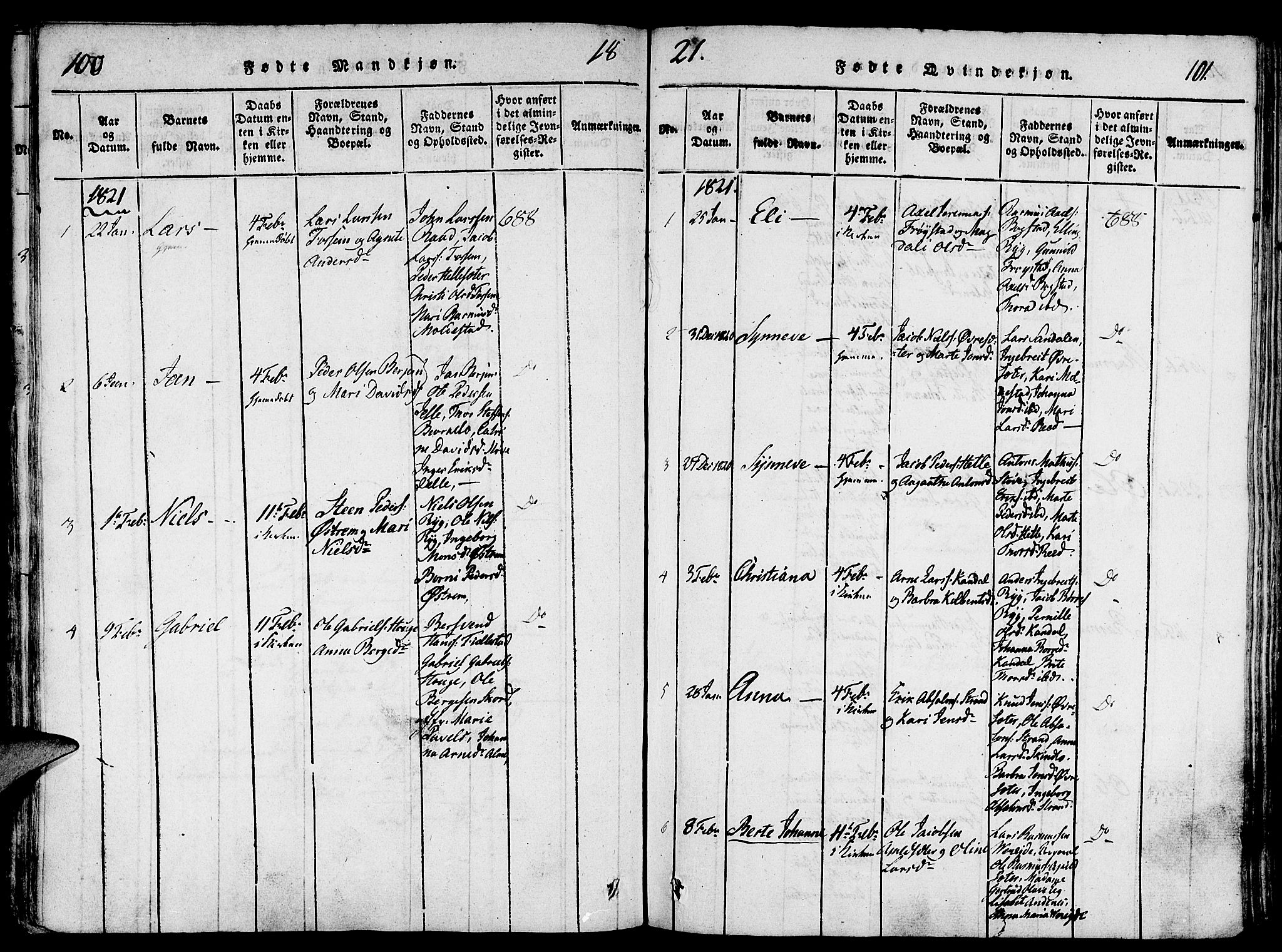 Gloppen sokneprestembete, AV/SAB-A-80101/H/Haa/Haaa/L0006: Parish register (official) no. A 6, 1816-1826, p. 100-101