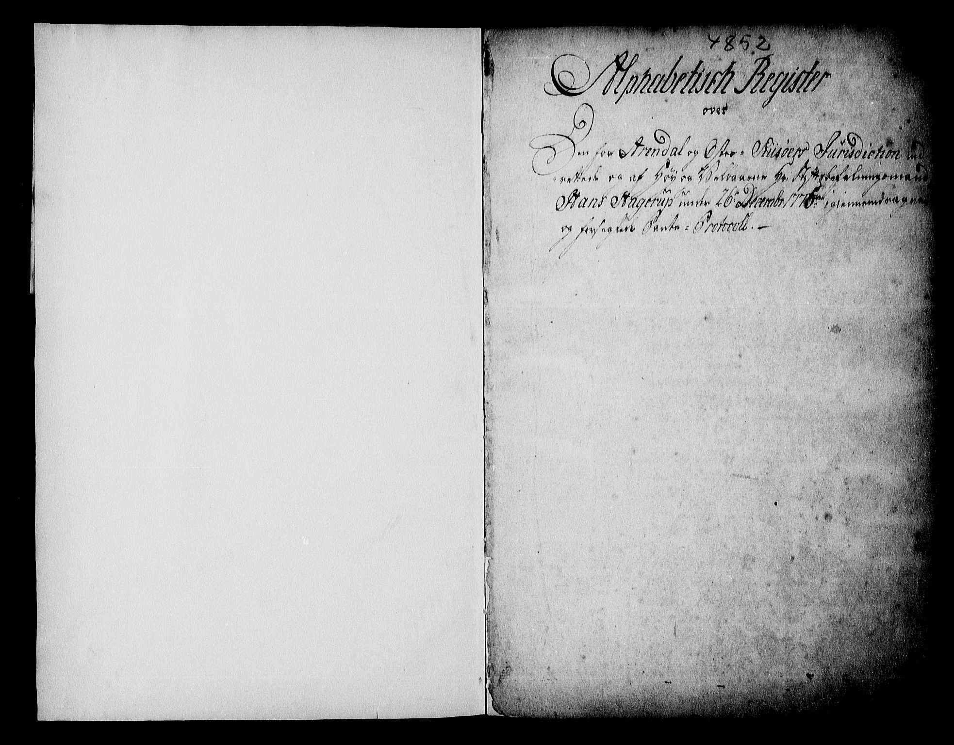 Arendal byfogd, SAK/1222-0001/G/Ga/L0003: Mortgage register no. 3, 1776-1790, p. 1