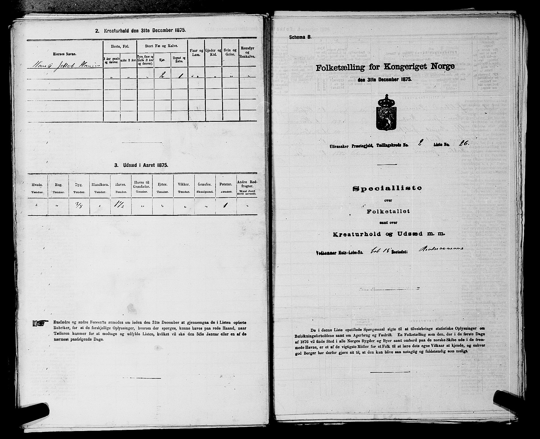 RA, 1875 census for 0235P Ullensaker, 1875, p. 236