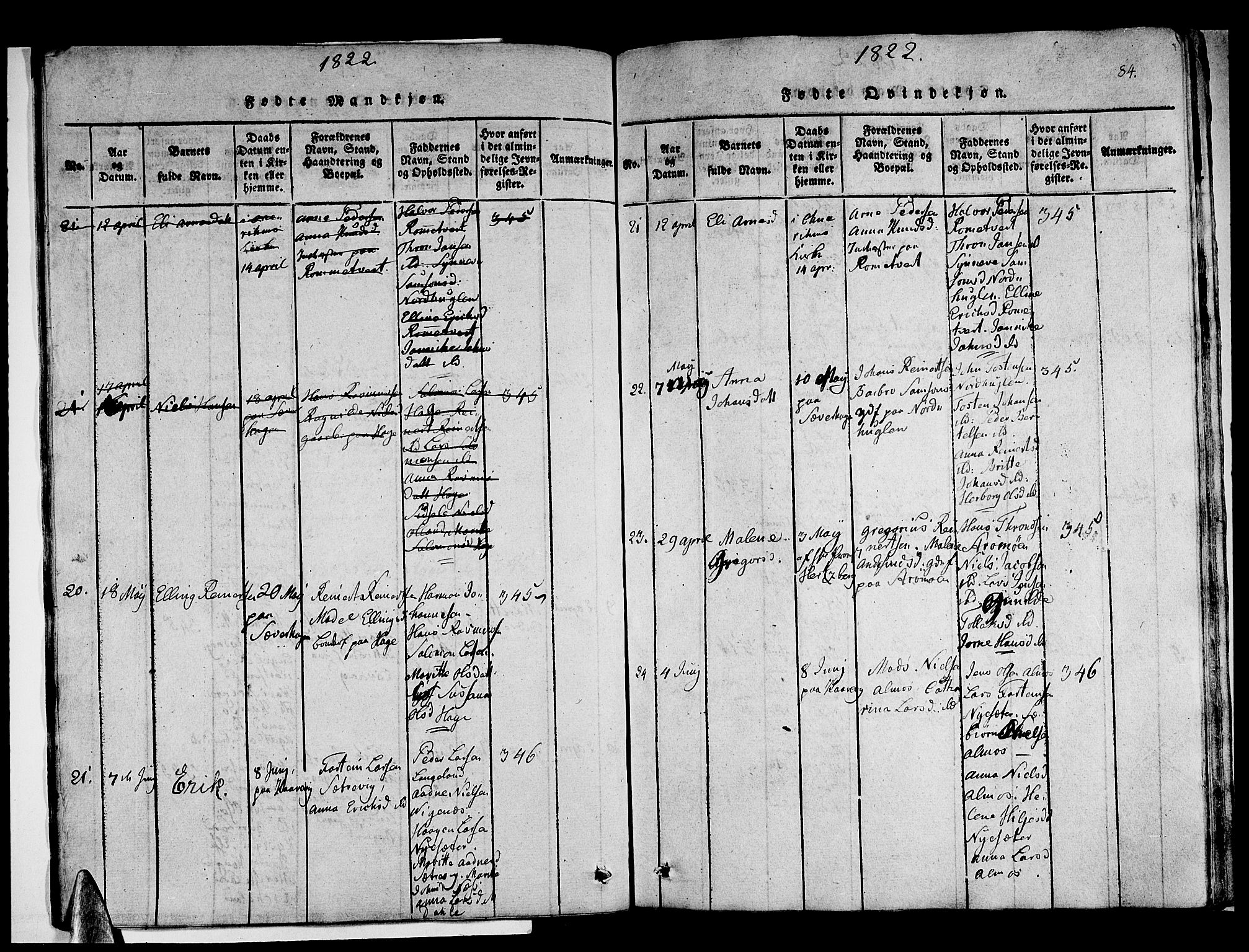 Stord sokneprestembete, SAB/A-78201/H/Haa: Parish register (official) no. A 5, 1816-1825, p. 84