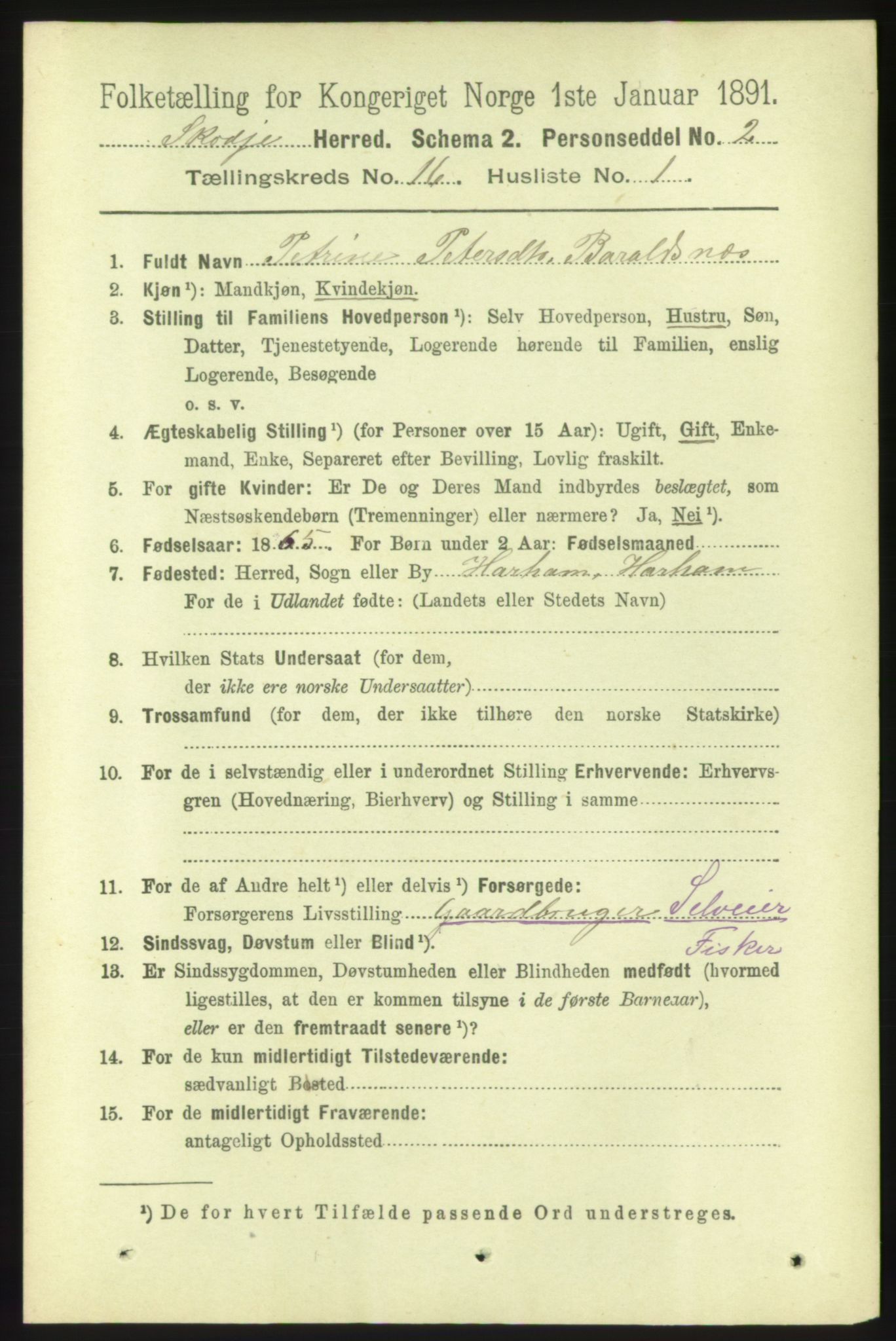 RA, 1891 census for 1529 Skodje, 1891, p. 3351