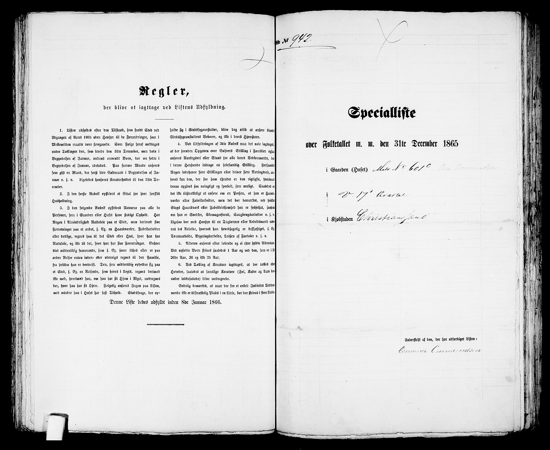 RA, 1865 census for Kristiansand, 1865, p. 1923