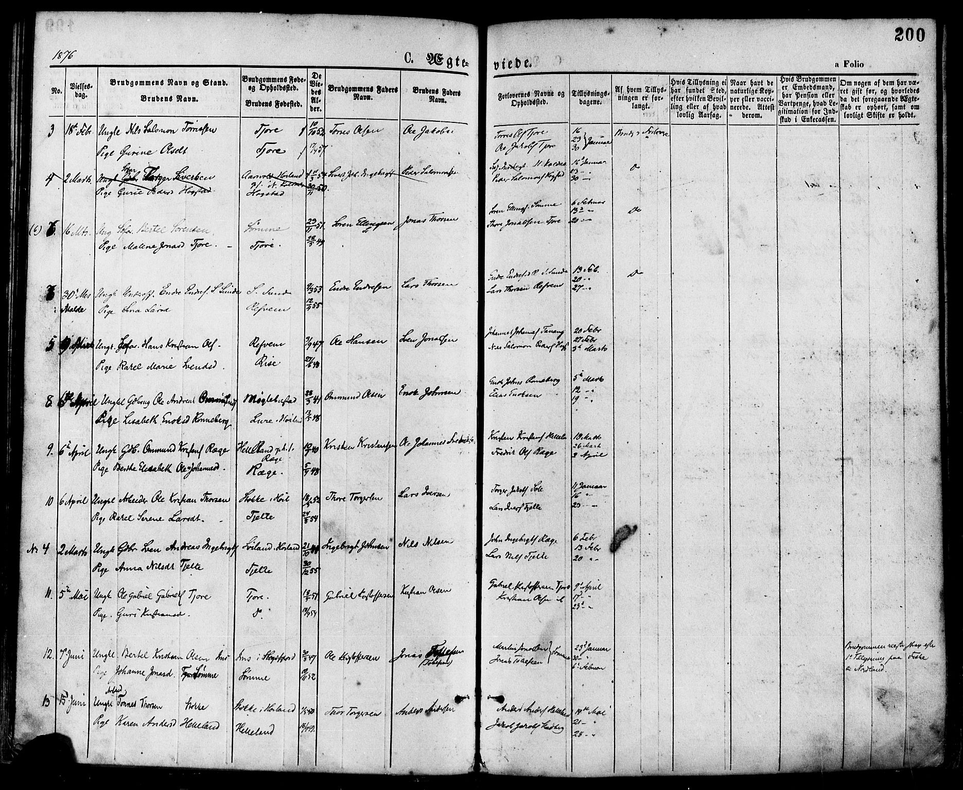 Håland sokneprestkontor, AV/SAST-A-101802/001/30BA/L0009: Parish register (official) no. A 8, 1871-1882, p. 200