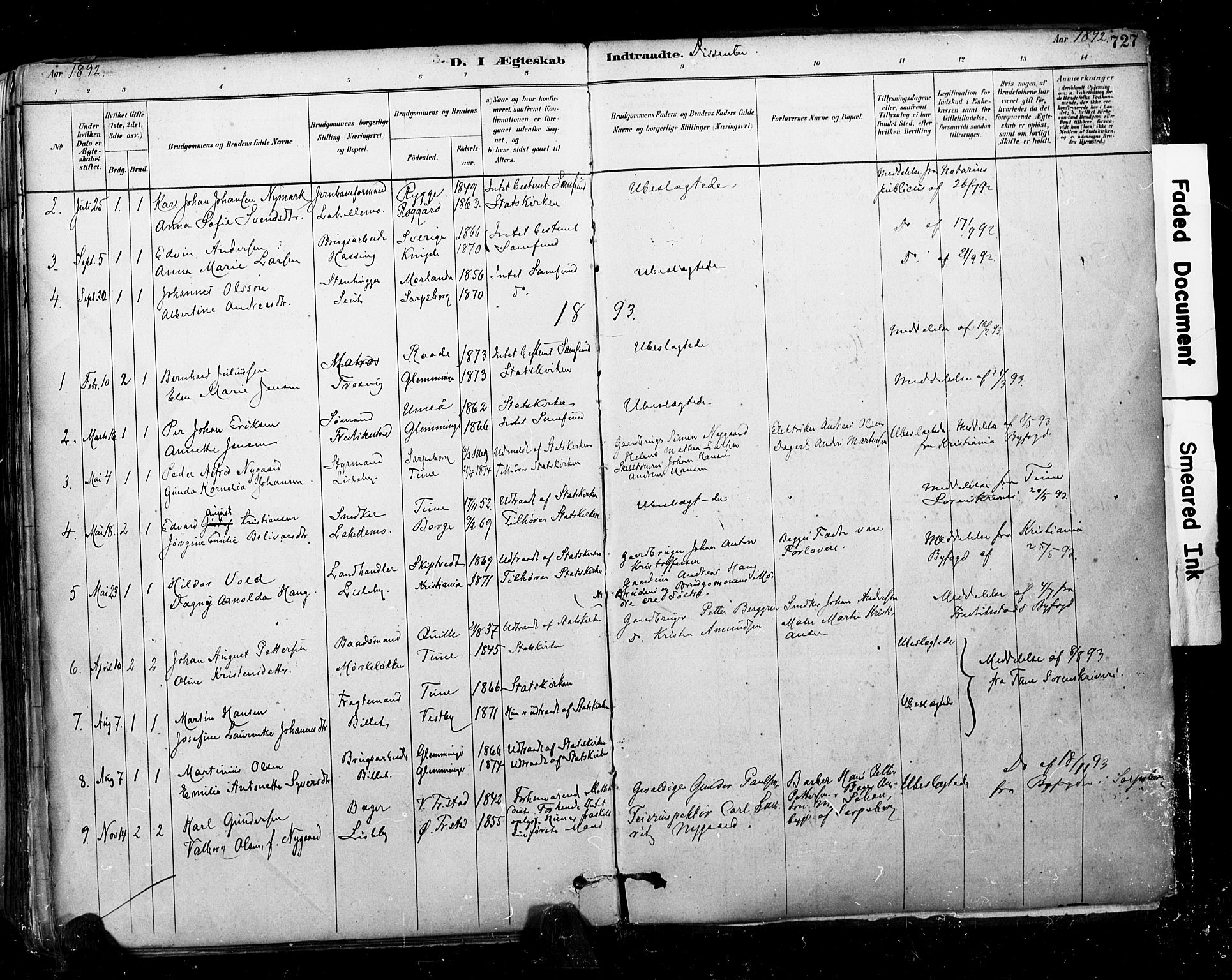 Glemmen prestekontor Kirkebøker, SAO/A-10908/F/Fa/L0011: Parish register (official) no. 11, 1878-1917, p. 727