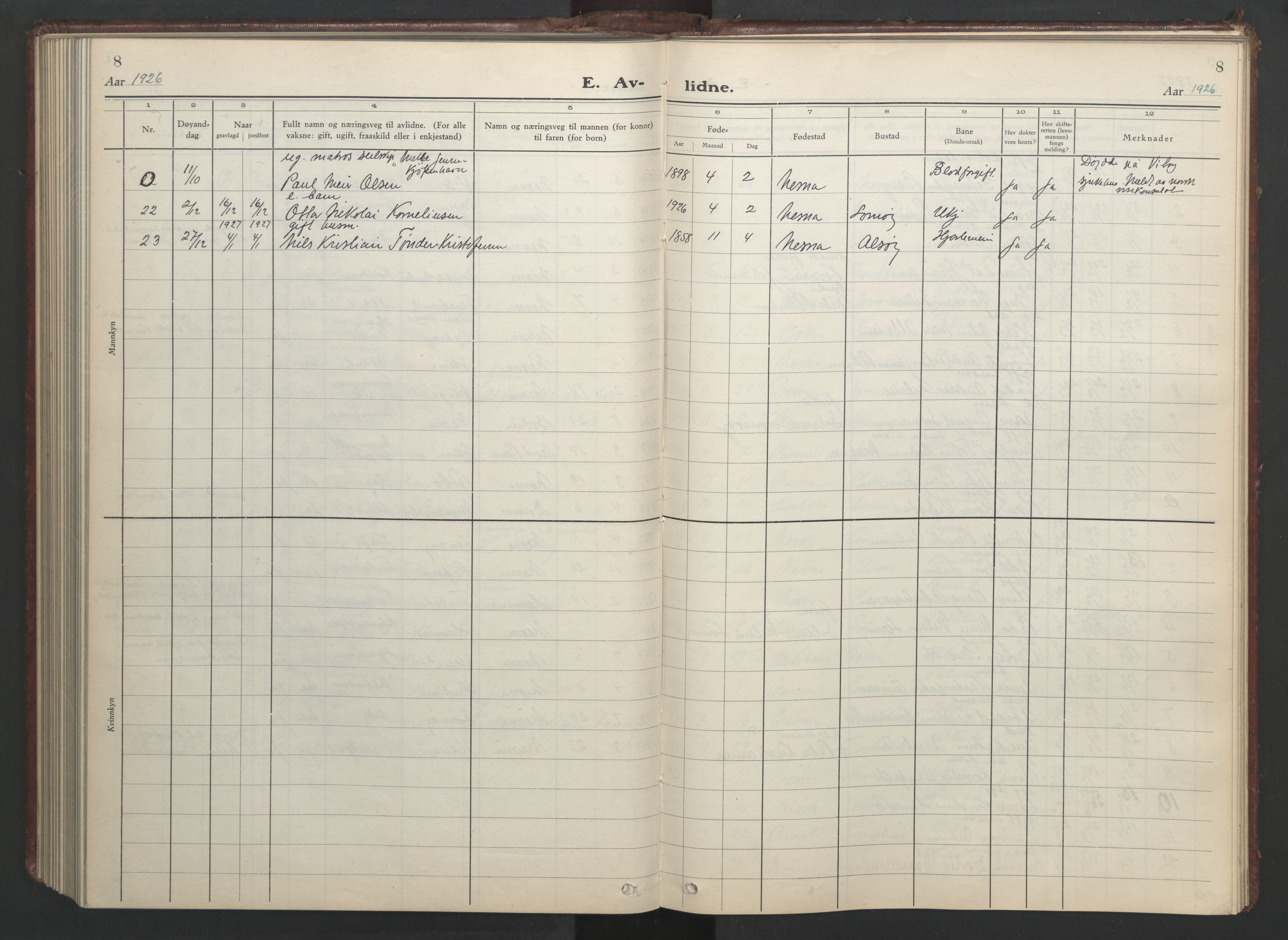 Ministerialprotokoller, klokkerbøker og fødselsregistre - Nordland, SAT/A-1459/838/L0561: Parish register (copy) no. 838C08, 1923-1953, p. 8