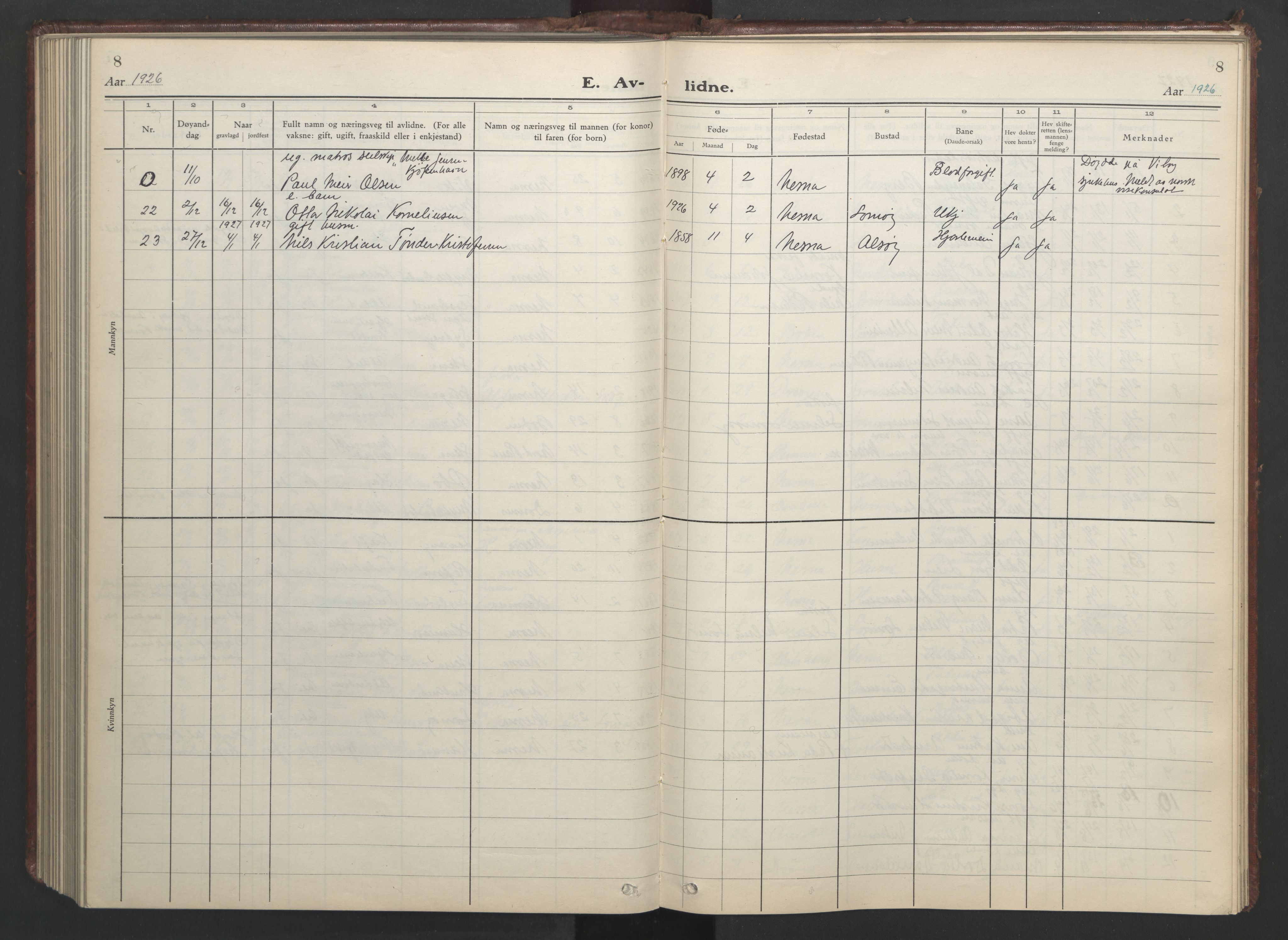 Ministerialprotokoller, klokkerbøker og fødselsregistre - Nordland, AV/SAT-A-1459/838/L0561: Parish register (copy) no. 838C08, 1923-1953, p. 8