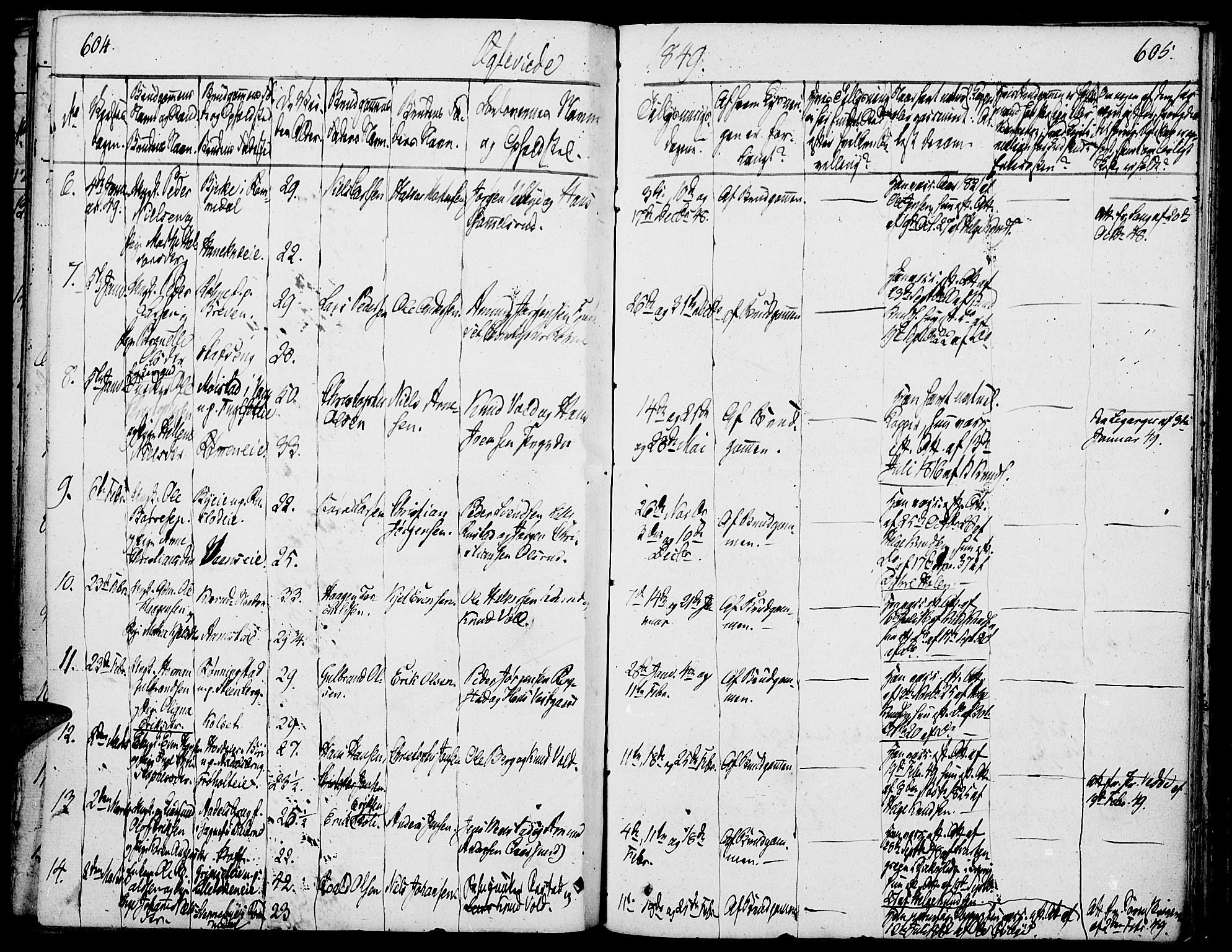 Løten prestekontor, AV/SAH-PREST-022/K/Ka/L0006: Parish register (official) no. 6, 1832-1849, p. 604-605