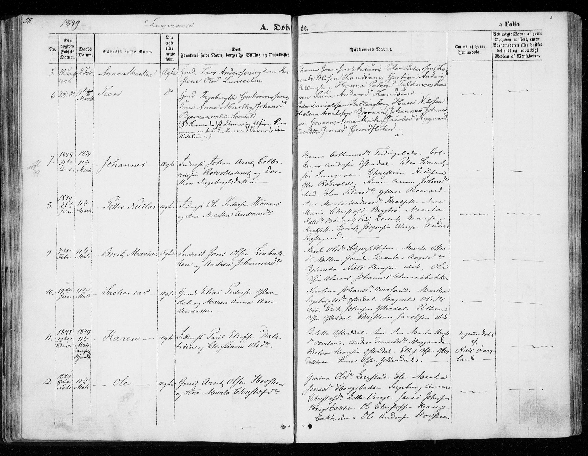 Ministerialprotokoller, klokkerbøker og fødselsregistre - Nord-Trøndelag, SAT/A-1458/701/L0007: Parish register (official) no. 701A07 /1, 1842-1854, p. 58