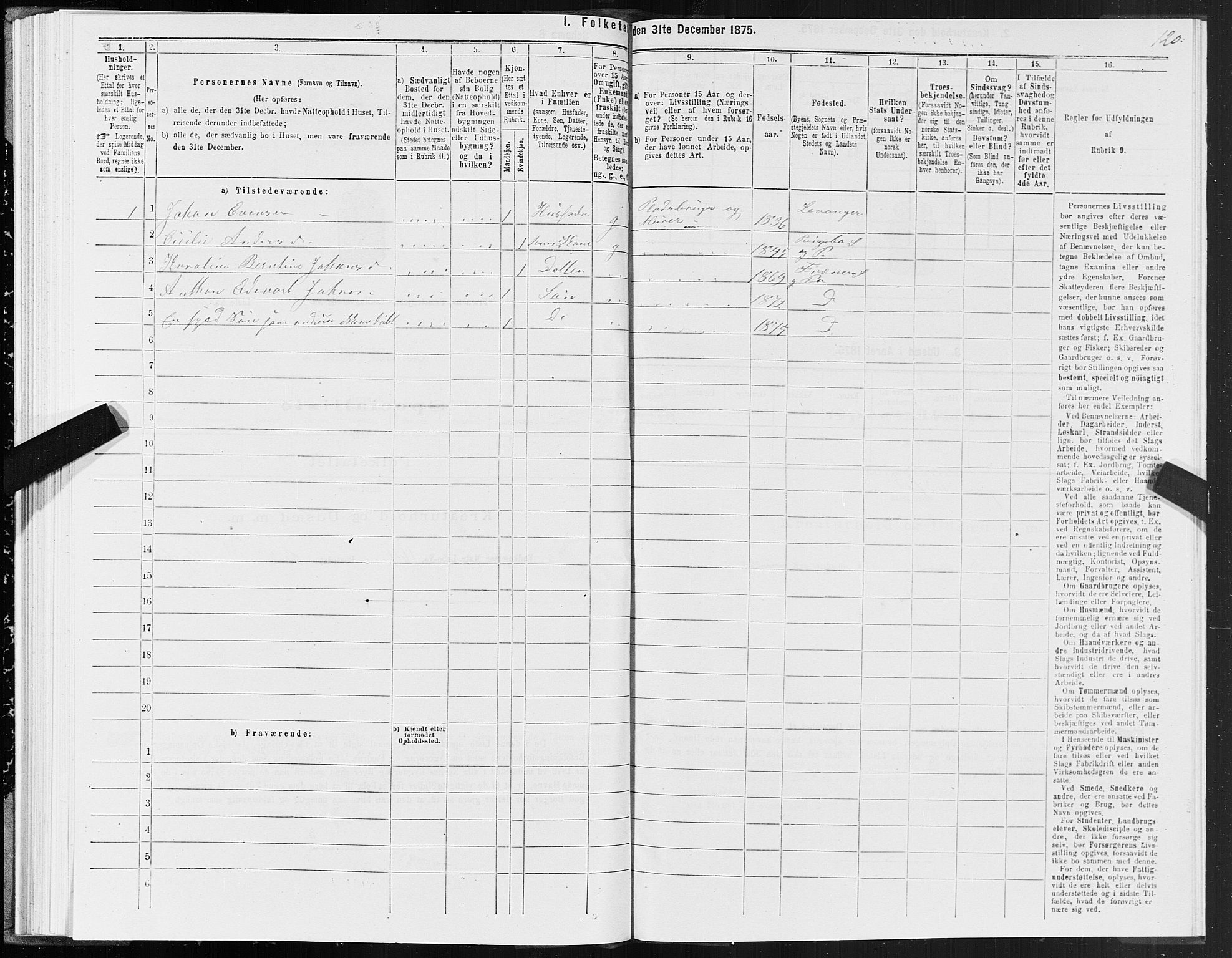 SAT, 1875 census for 1548P Fræna, 1875, p. 2120