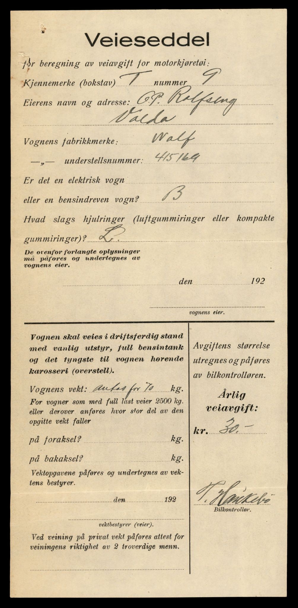 Møre og Romsdal vegkontor - Ålesund trafikkstasjon, SAT/A-4099/F/Fe/L0001: Registreringskort for kjøretøy T 3 - T 127, 1927-1998, p. 125