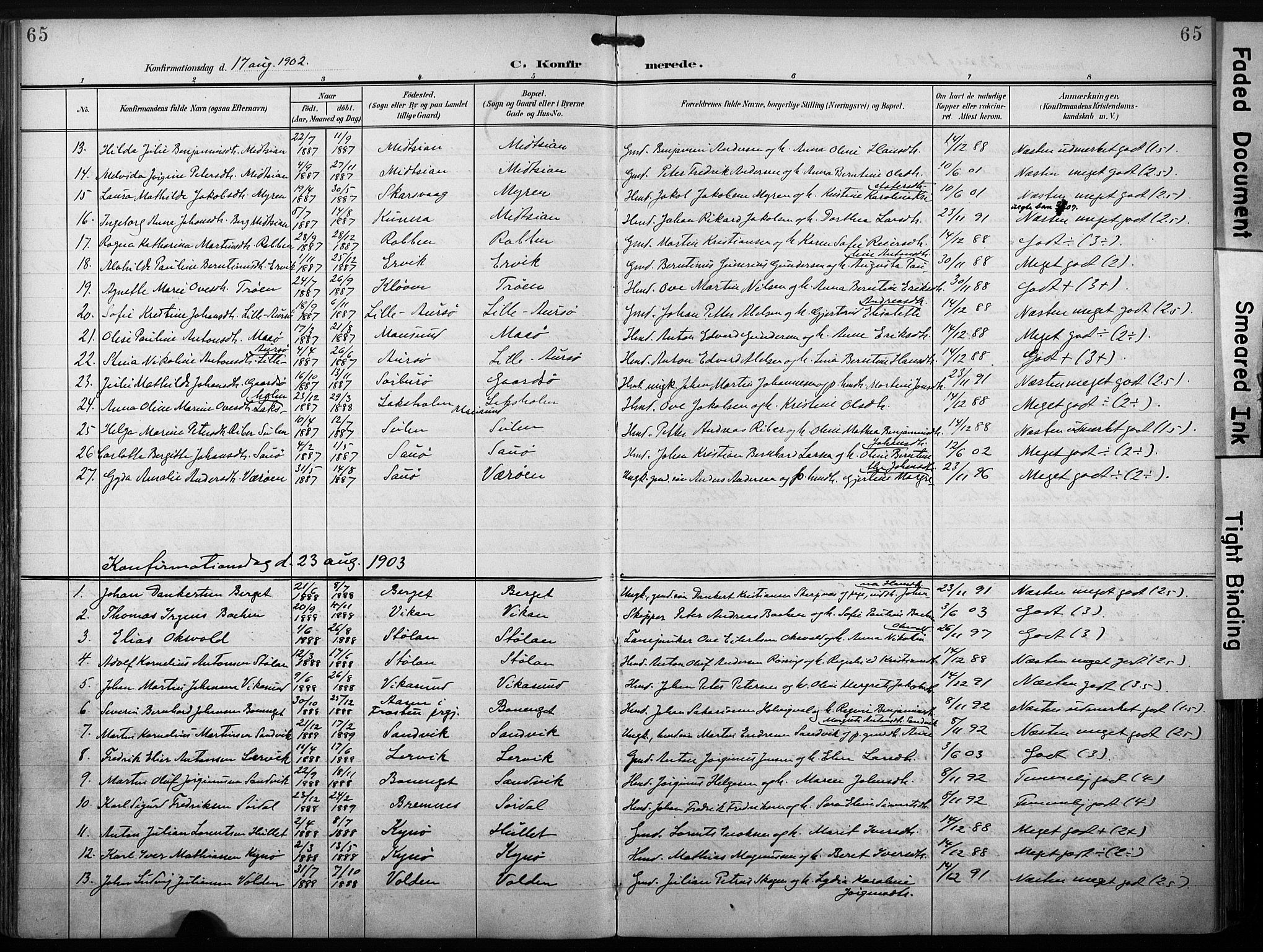 Ministerialprotokoller, klokkerbøker og fødselsregistre - Sør-Trøndelag, SAT/A-1456/640/L0580: Parish register (official) no. 640A05, 1902-1910, p. 65