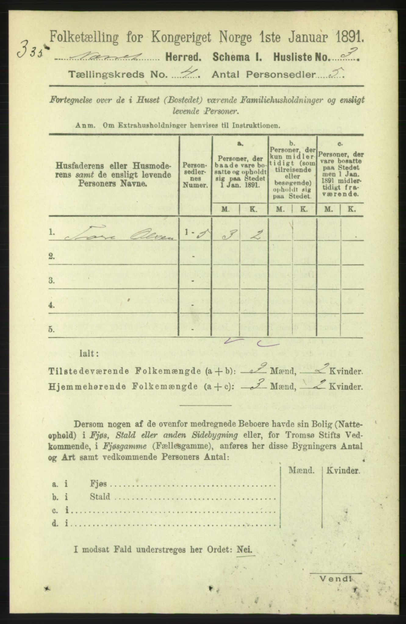 RA, 1891 census for 1543 Nesset, 1891, p. 1637