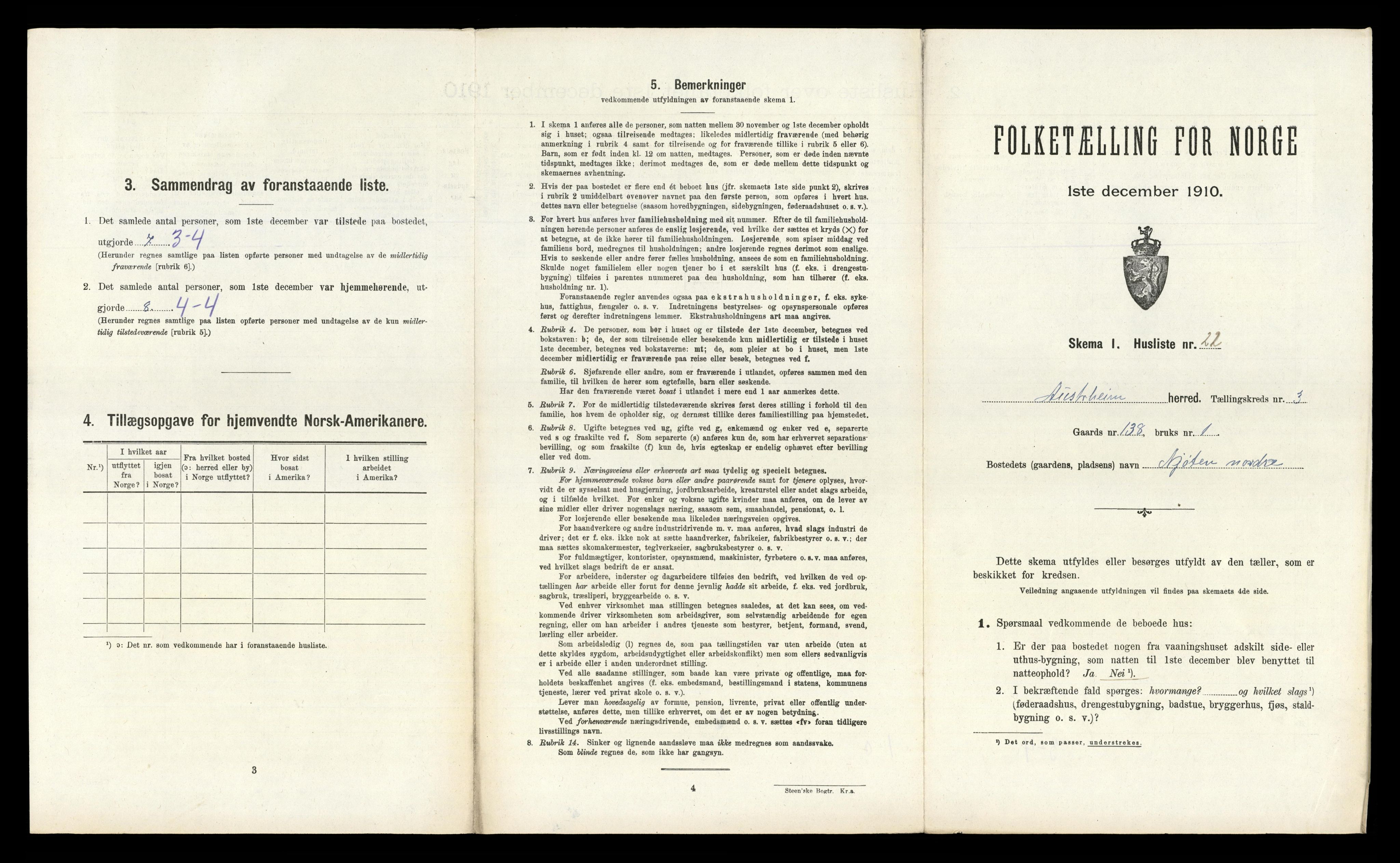 RA, 1910 census for Austrheim, 1910, p. 196