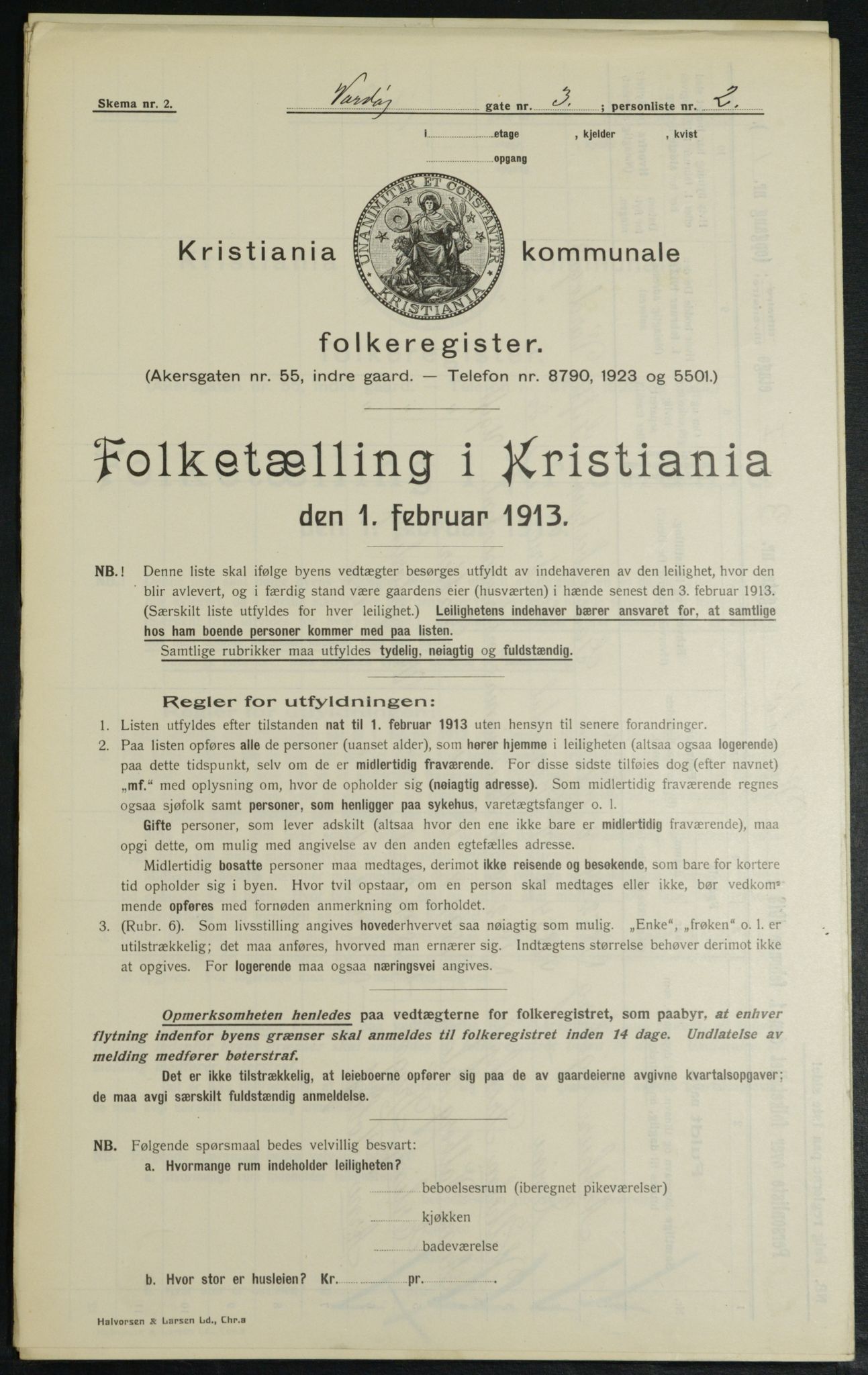 OBA, Municipal Census 1913 for Kristiania, 1913, p. 121736