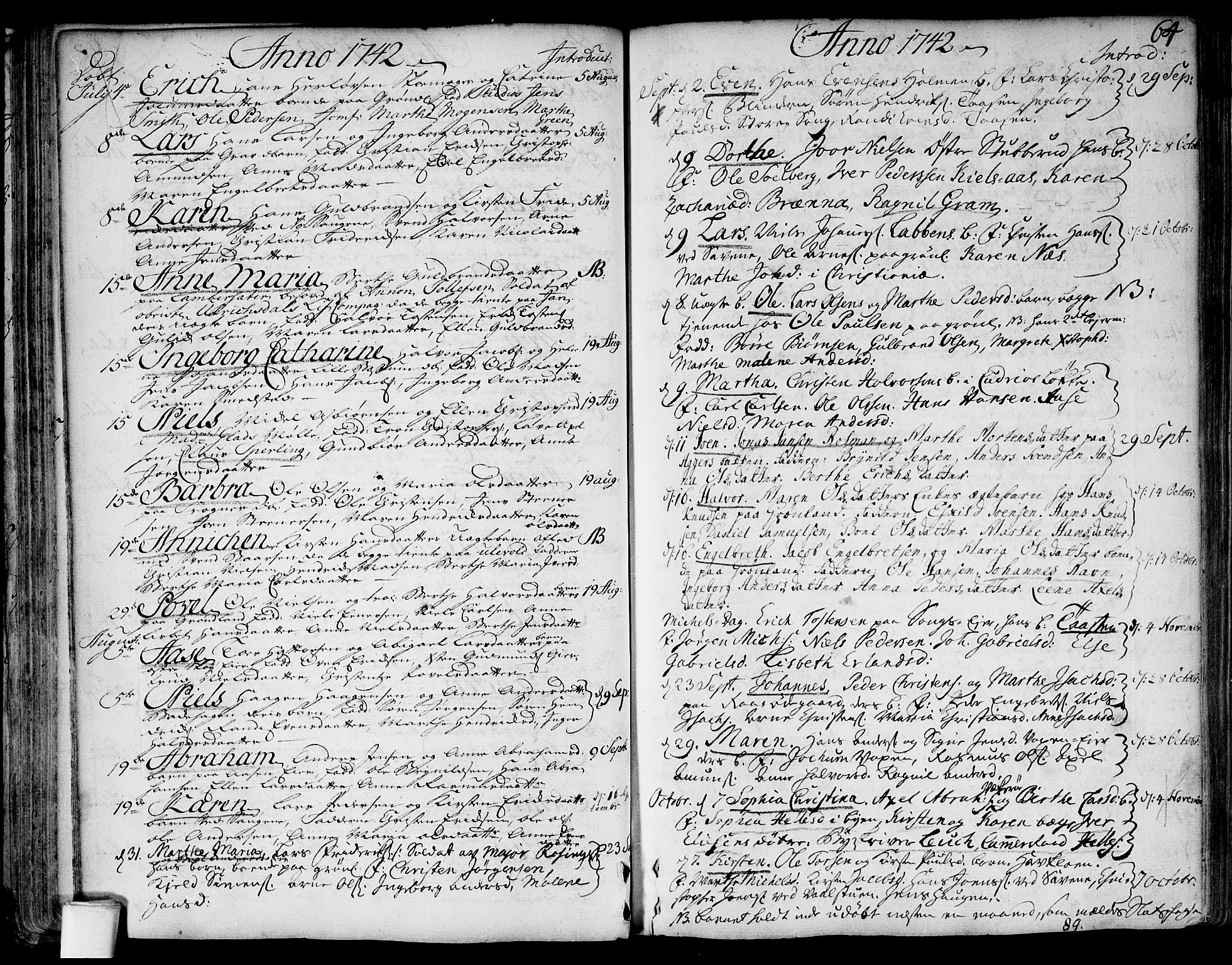 Aker prestekontor kirkebøker, AV/SAO-A-10861/F/L0007: Parish register (official) no. 7, 1734-1748, p. 64