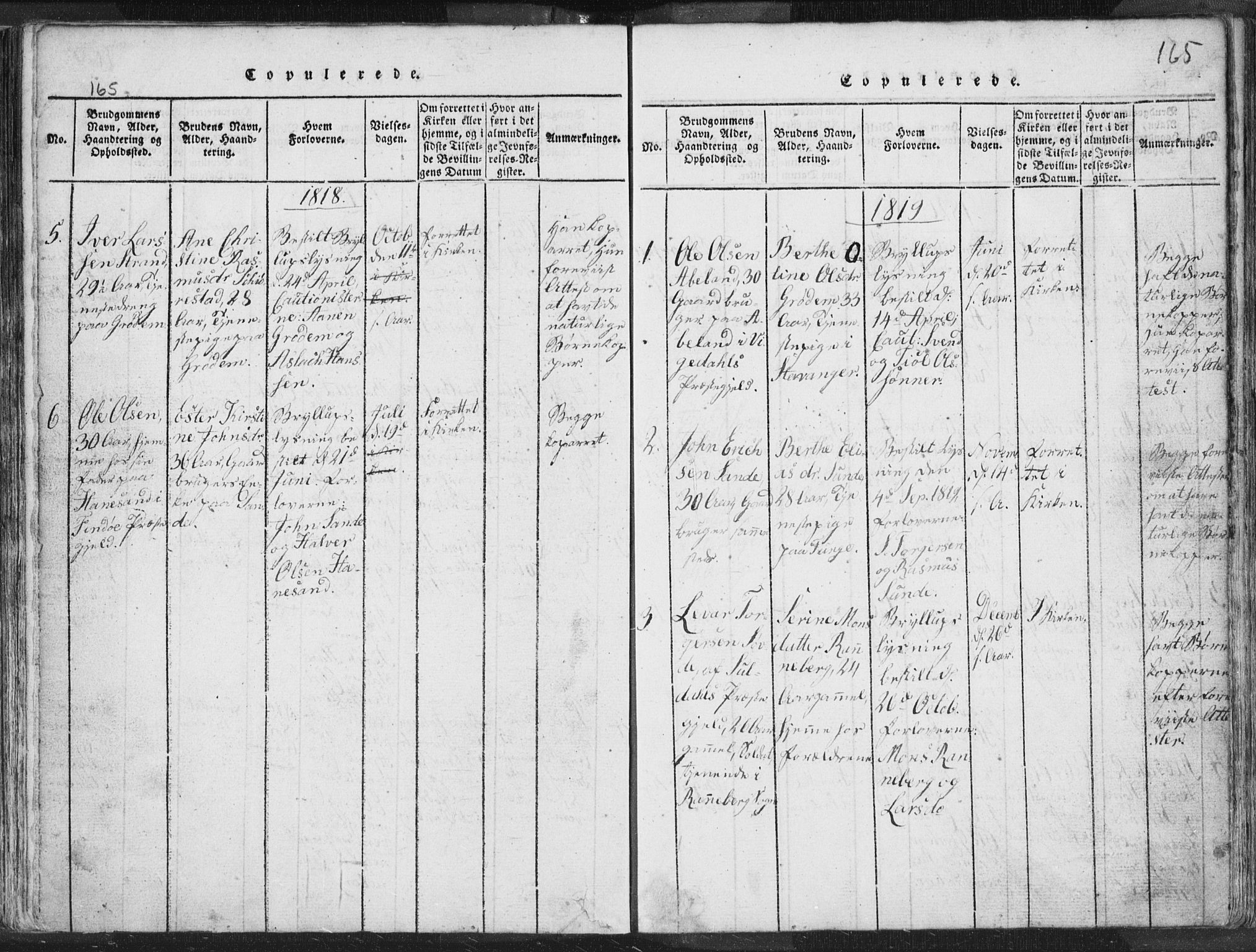 Hetland sokneprestkontor, SAST/A-101826/30/30BA/L0001: Parish register (official) no. A 1, 1816-1856, p. 165