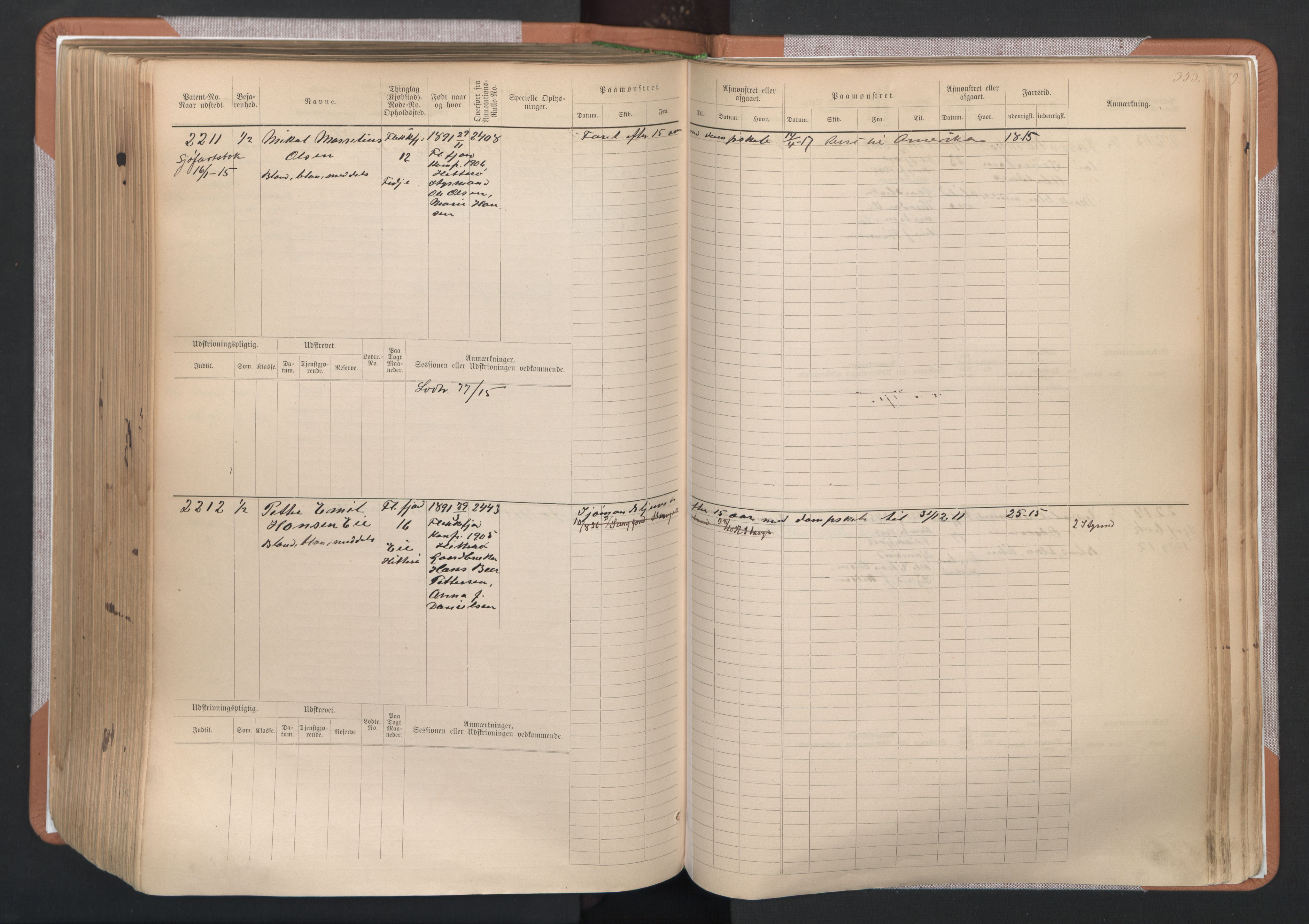 Flekkefjord mønstringskrets, SAK/2031-0018/F/Fb/L0003: Hovedrulle nr 1515-2326, N-6, 1885-1934, p. 355