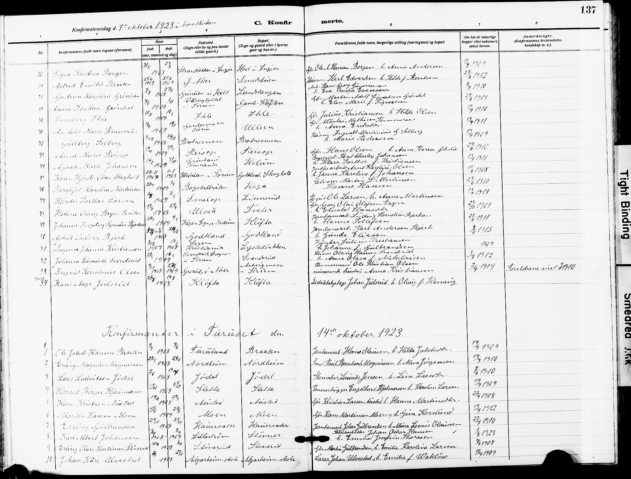 Ullensaker prestekontor Kirkebøker, AV/SAO-A-10236a/G/Ga/L0003: Parish register (copy) no. I 3, 1914-1929, p. 137