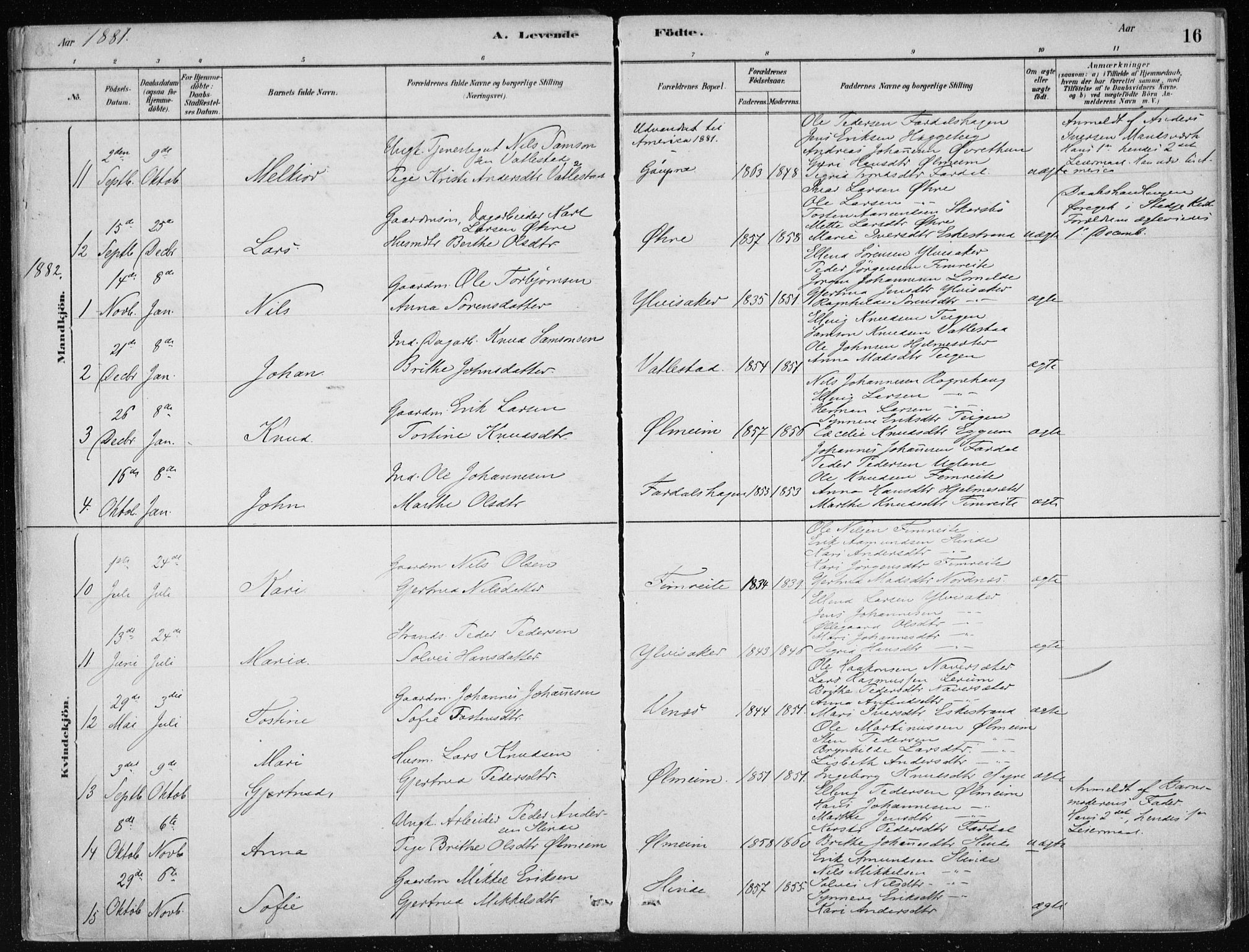 Sogndal sokneprestembete, AV/SAB-A-81301/H/Haa/Haac/L0001: Parish register (official) no. C 1, 1878-1907, p. 16