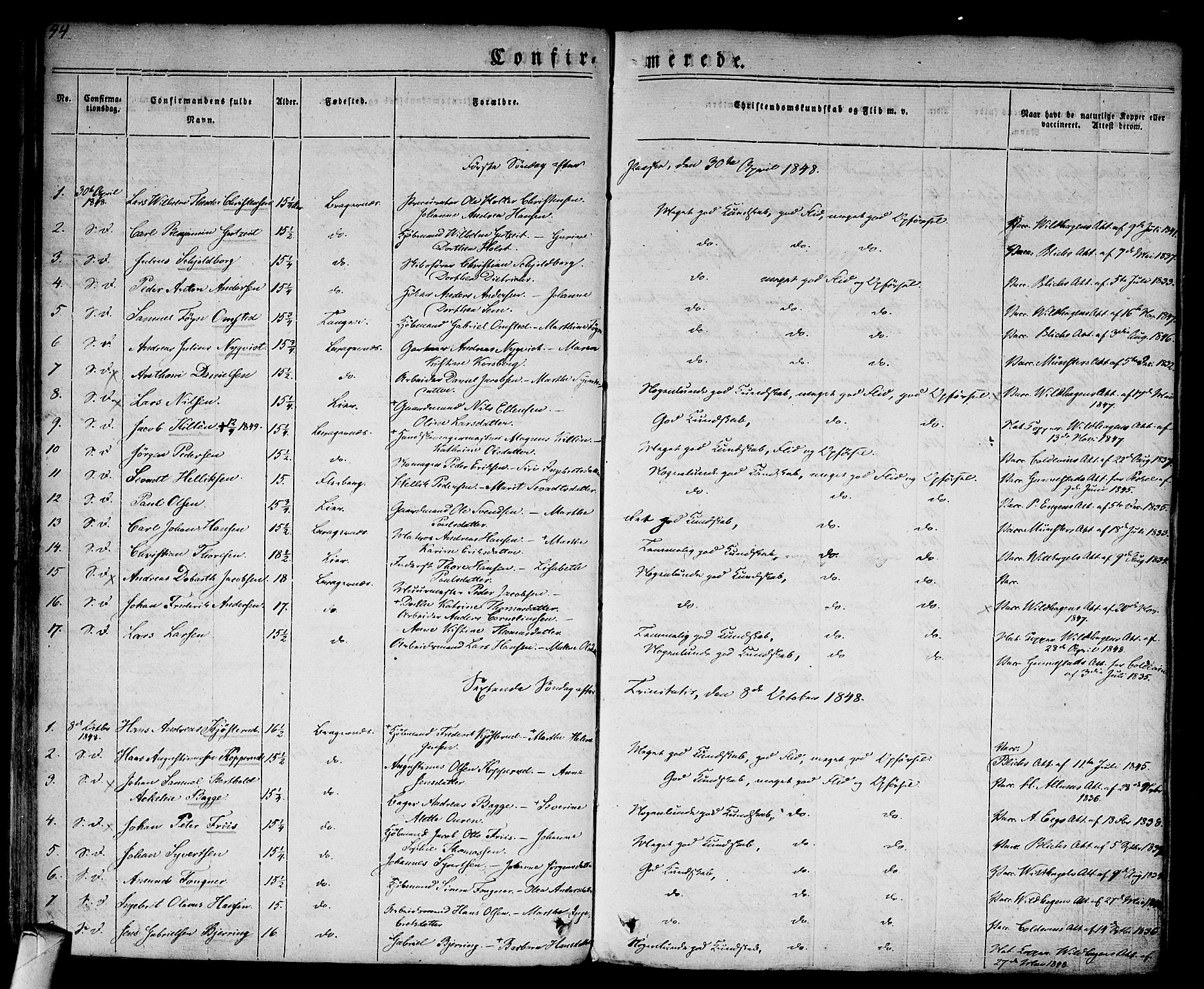 Bragernes kirkebøker, SAKO/A-6/F/Fc/L0001: Parish register (official) no. III 1, 1830-1853, p. 44
