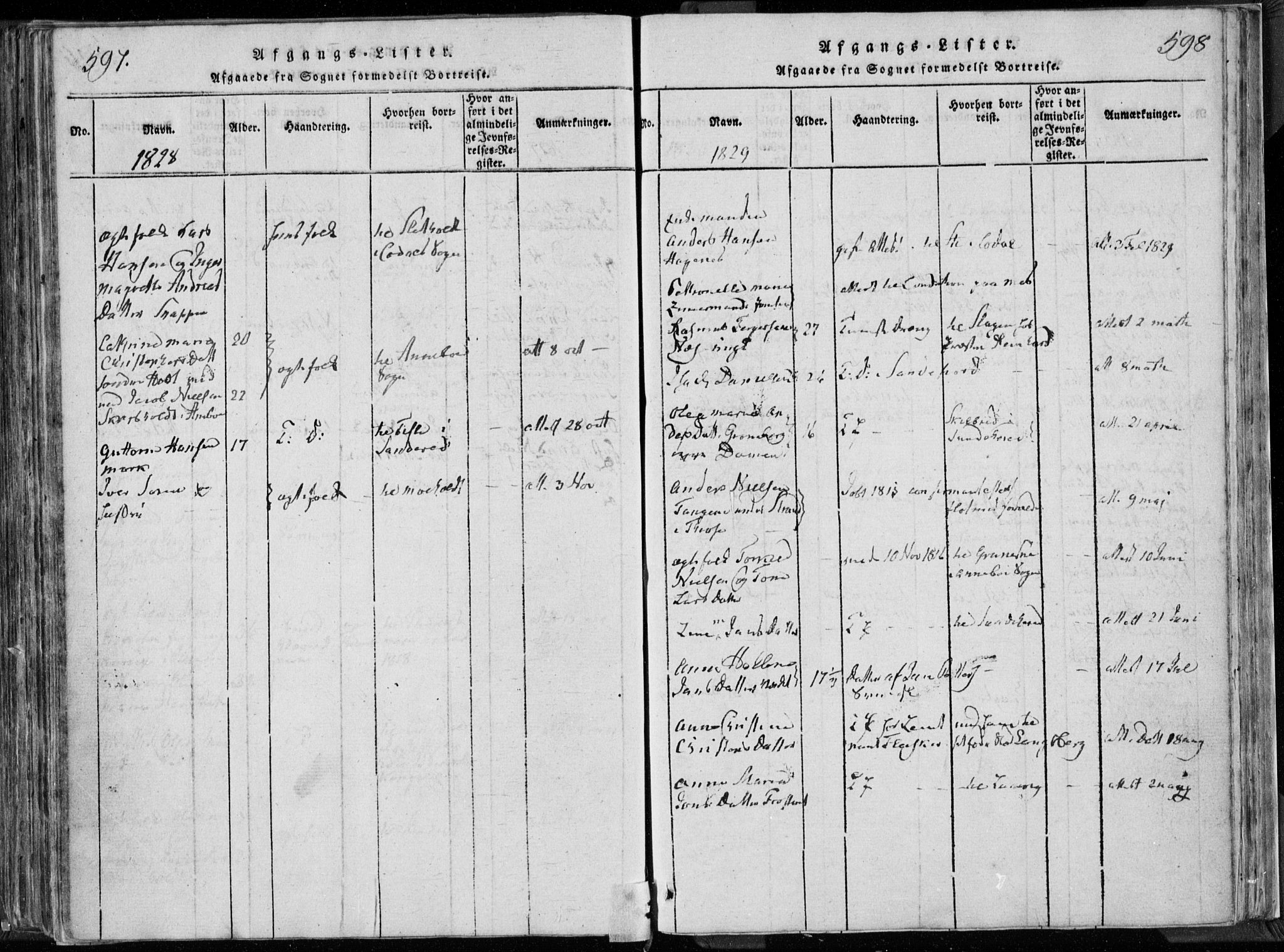 Hedrum kirkebøker, SAKO/A-344/F/Fa/L0004: Parish register (official) no. I 4, 1817-1835, p. 597-598