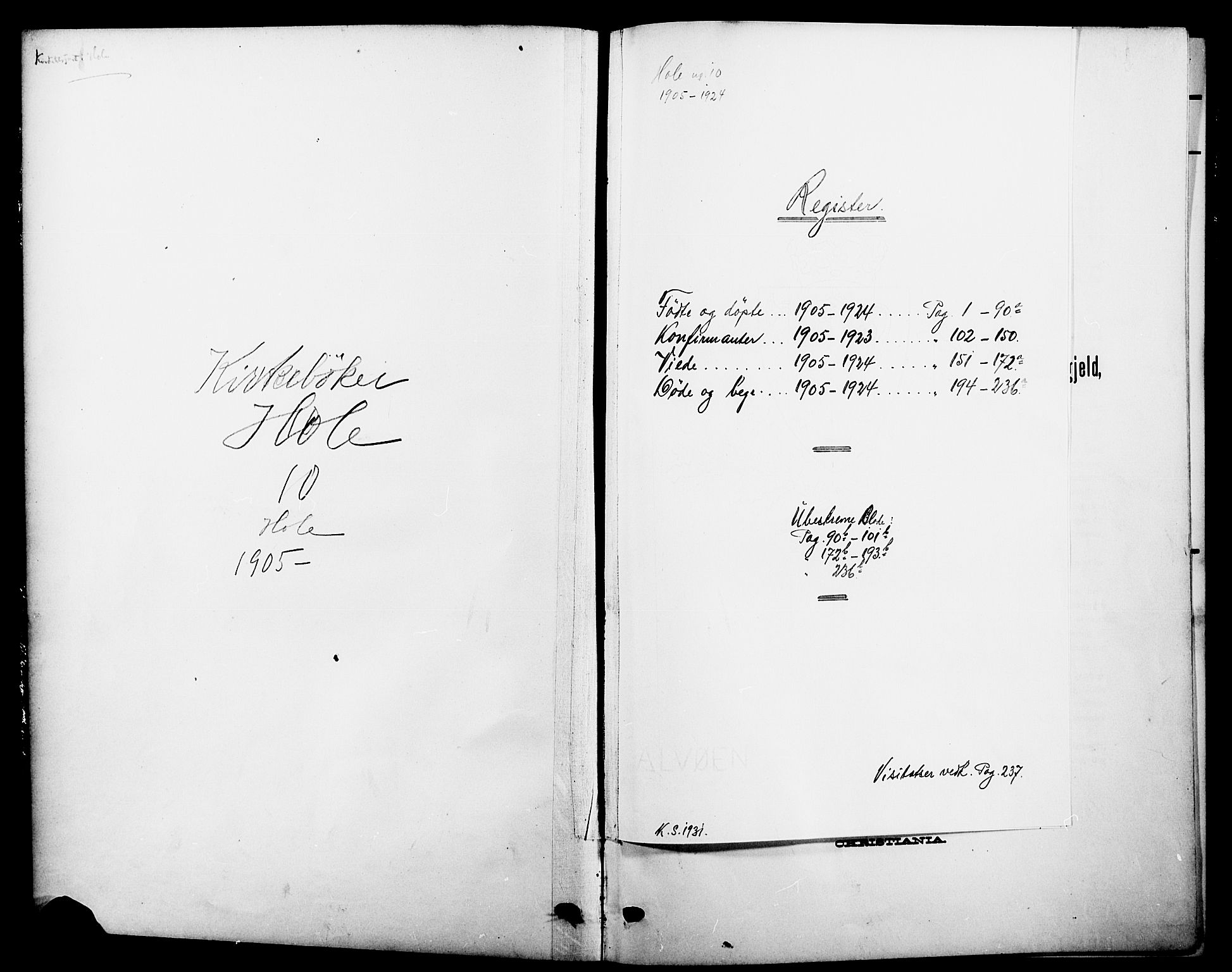 Hole kirkebøker, SAKO/A-228/G/Ga/L0004: Parish register (copy) no. I 4, 1905-1924