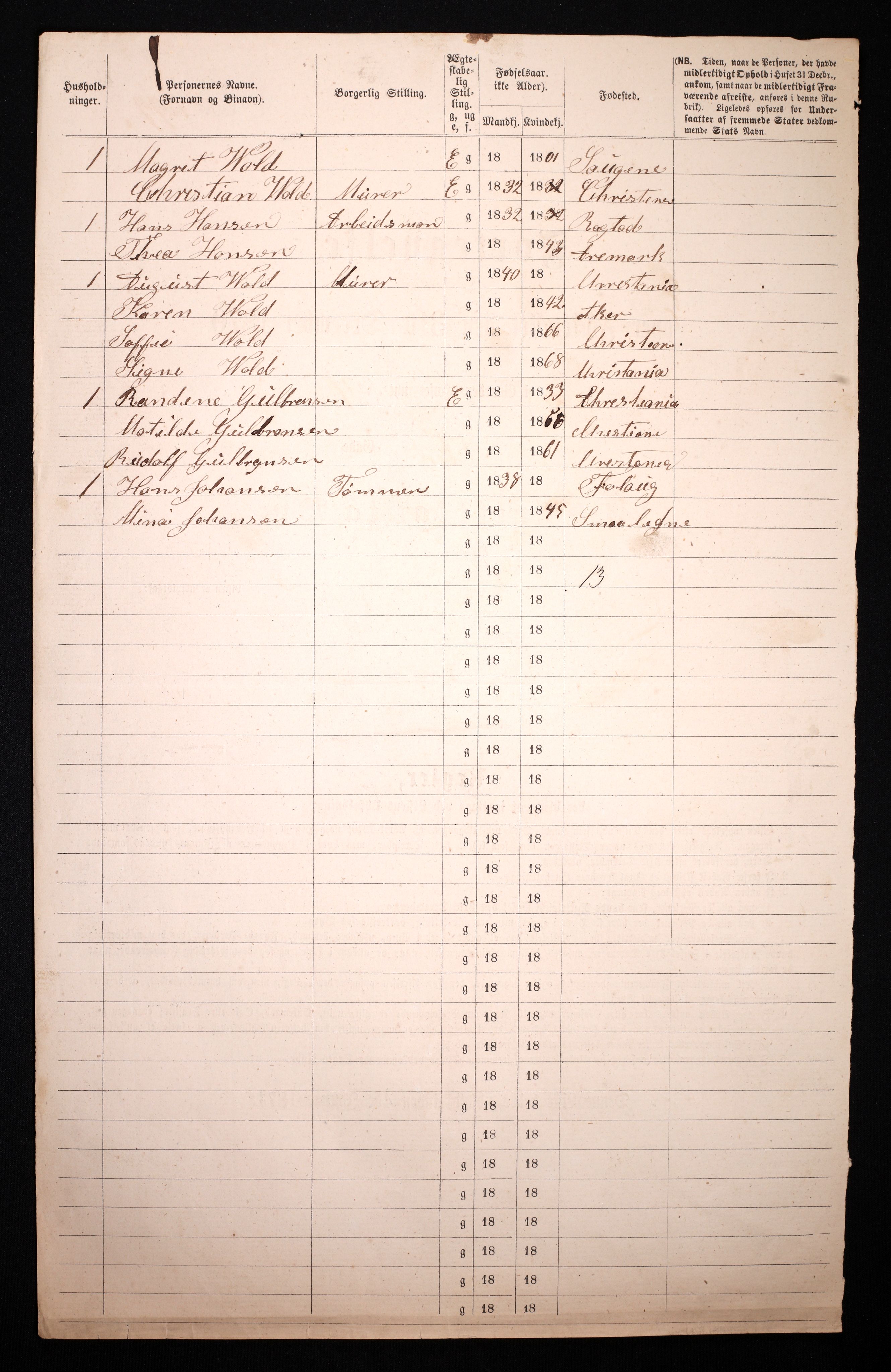 RA, 1870 census for 0301 Kristiania, 1870, p. 4437