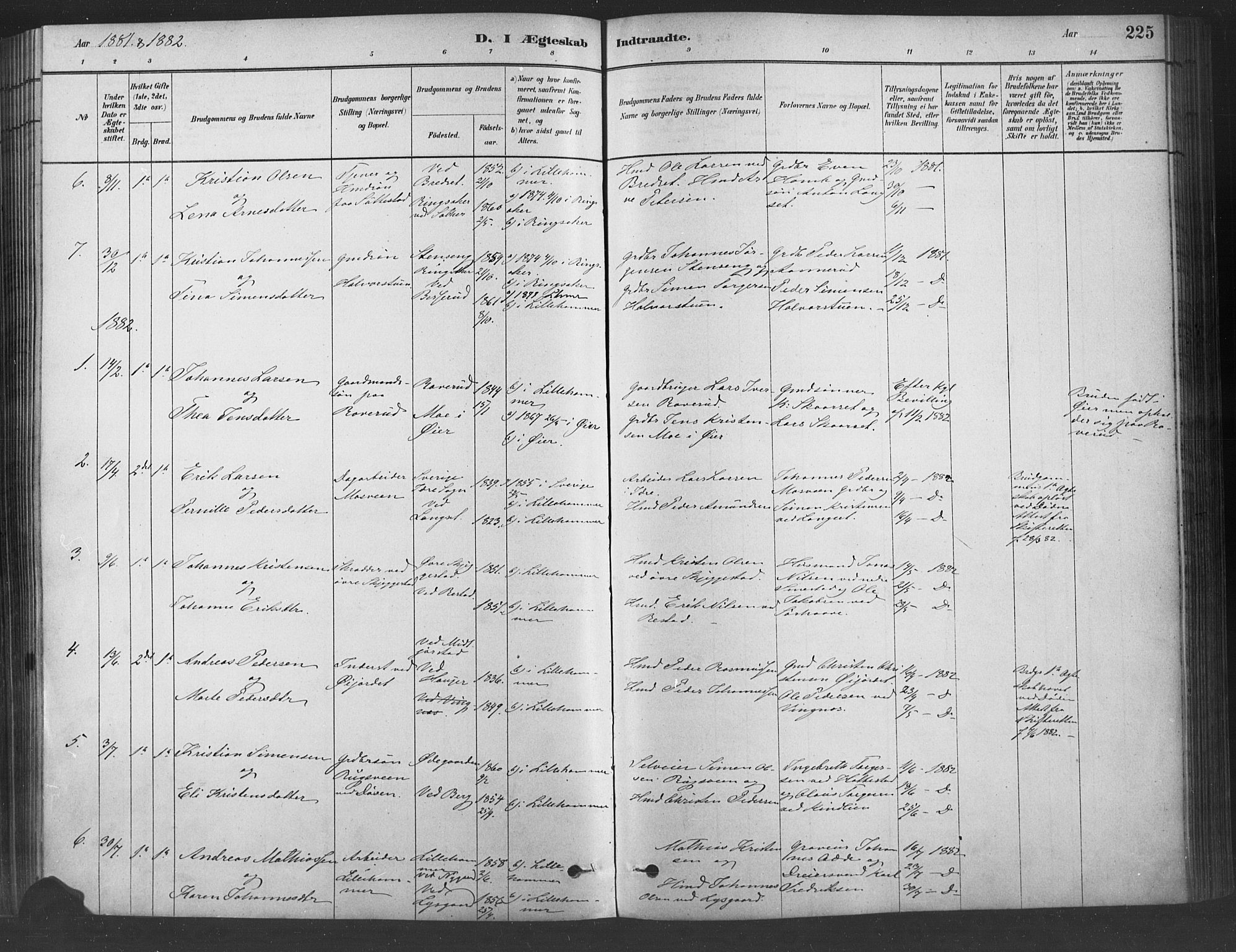 Fåberg prestekontor, AV/SAH-PREST-086/H/Ha/Haa/L0009: Parish register (official) no. 9, 1879-1898, p. 225