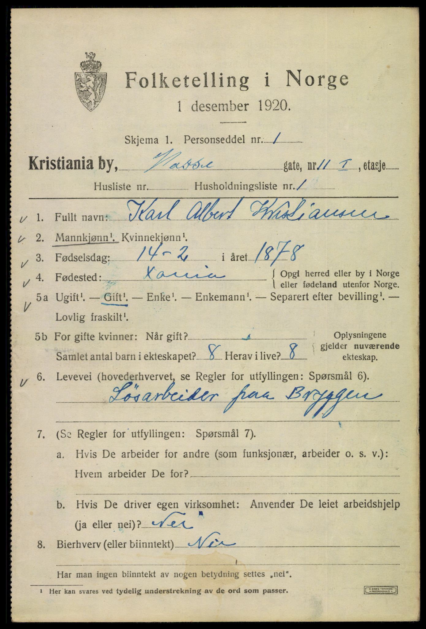 SAO, 1920 census for Kristiania, 1920, p. 644063