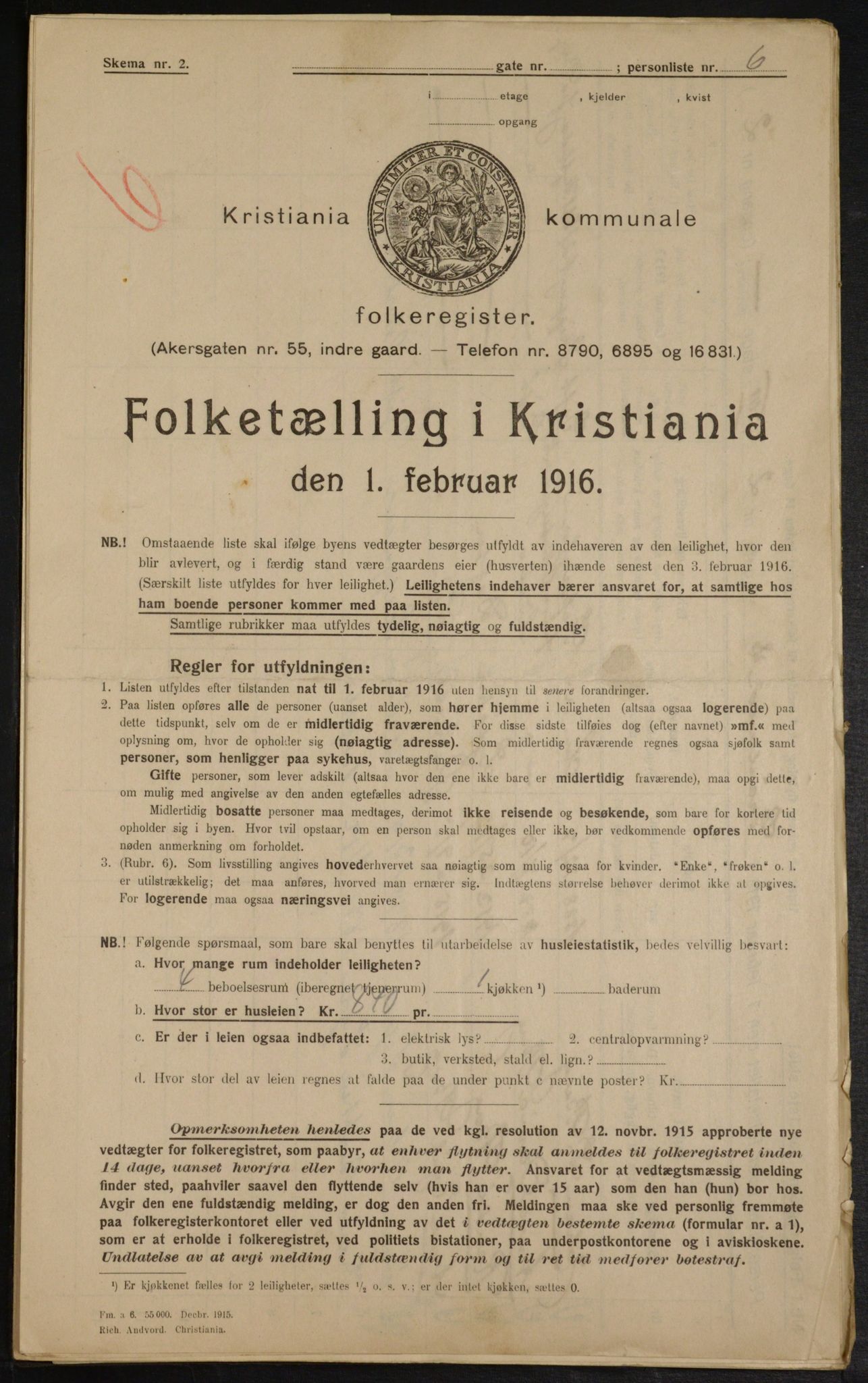 OBA, Municipal Census 1916 for Kristiania, 1916, p. 31680