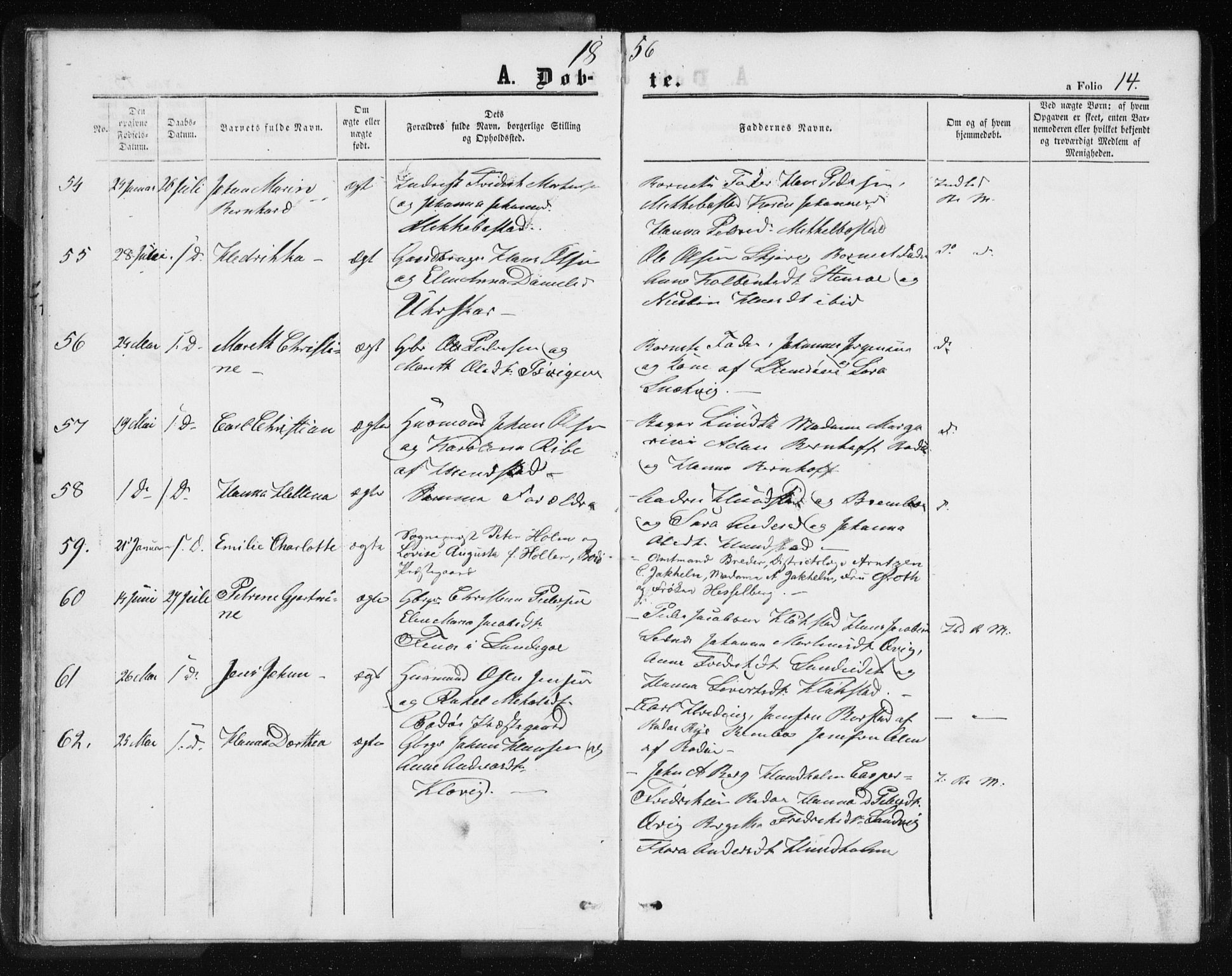 Ministerialprotokoller, klokkerbøker og fødselsregistre - Nordland, AV/SAT-A-1459/801/L0028: Parish register (copy) no. 801C03, 1855-1867, p. 14