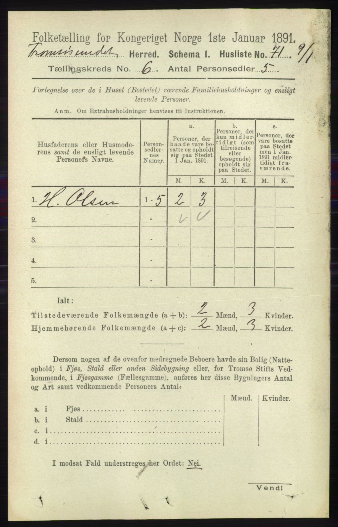 RA, 1891 census for 1934 Tromsøysund, 1891, p. 2986