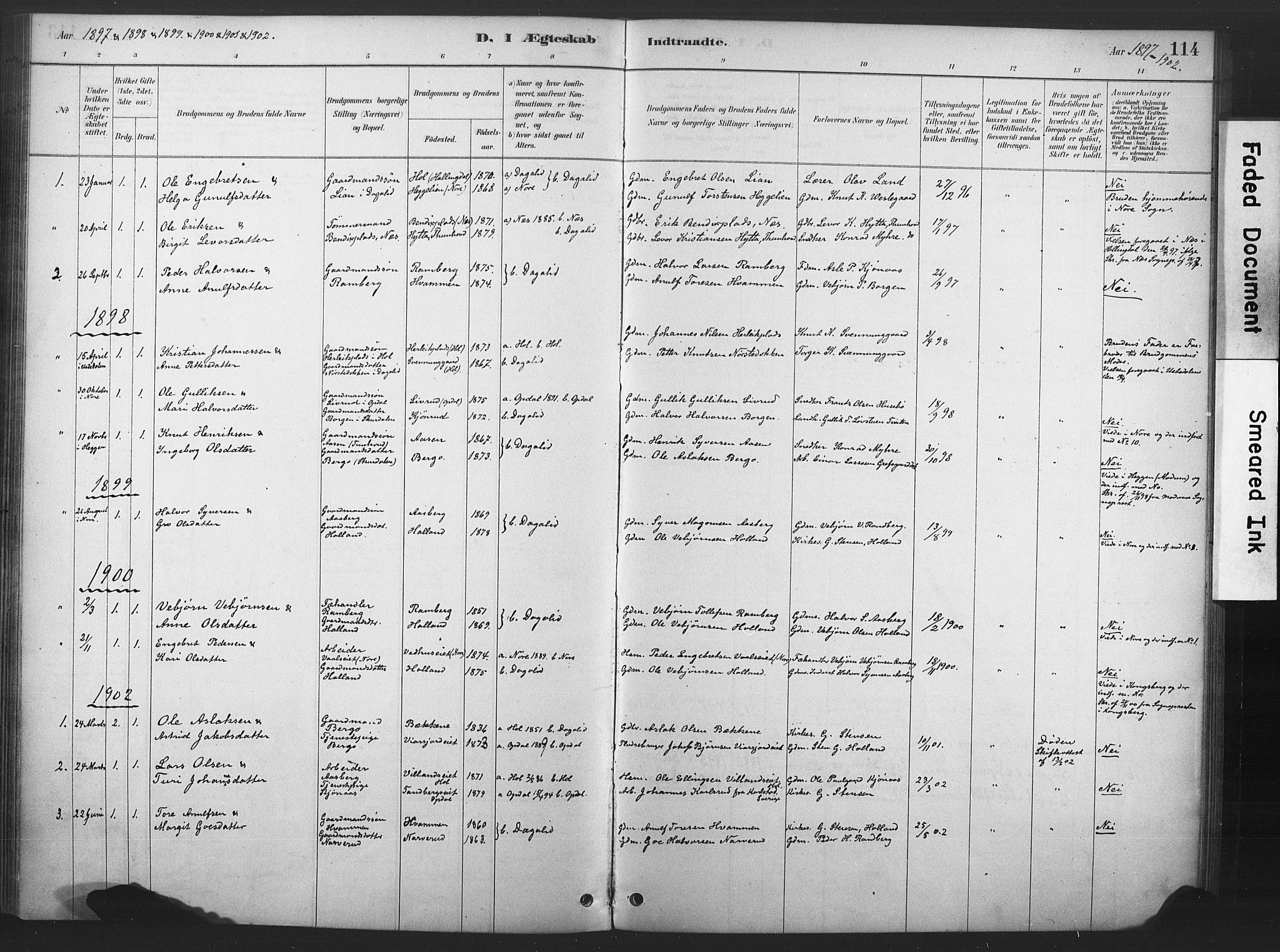 Nore kirkebøker, SAKO/A-238/F/Fd/L0001: Parish register (official) no. IV 1, 1878-1918, p. 114