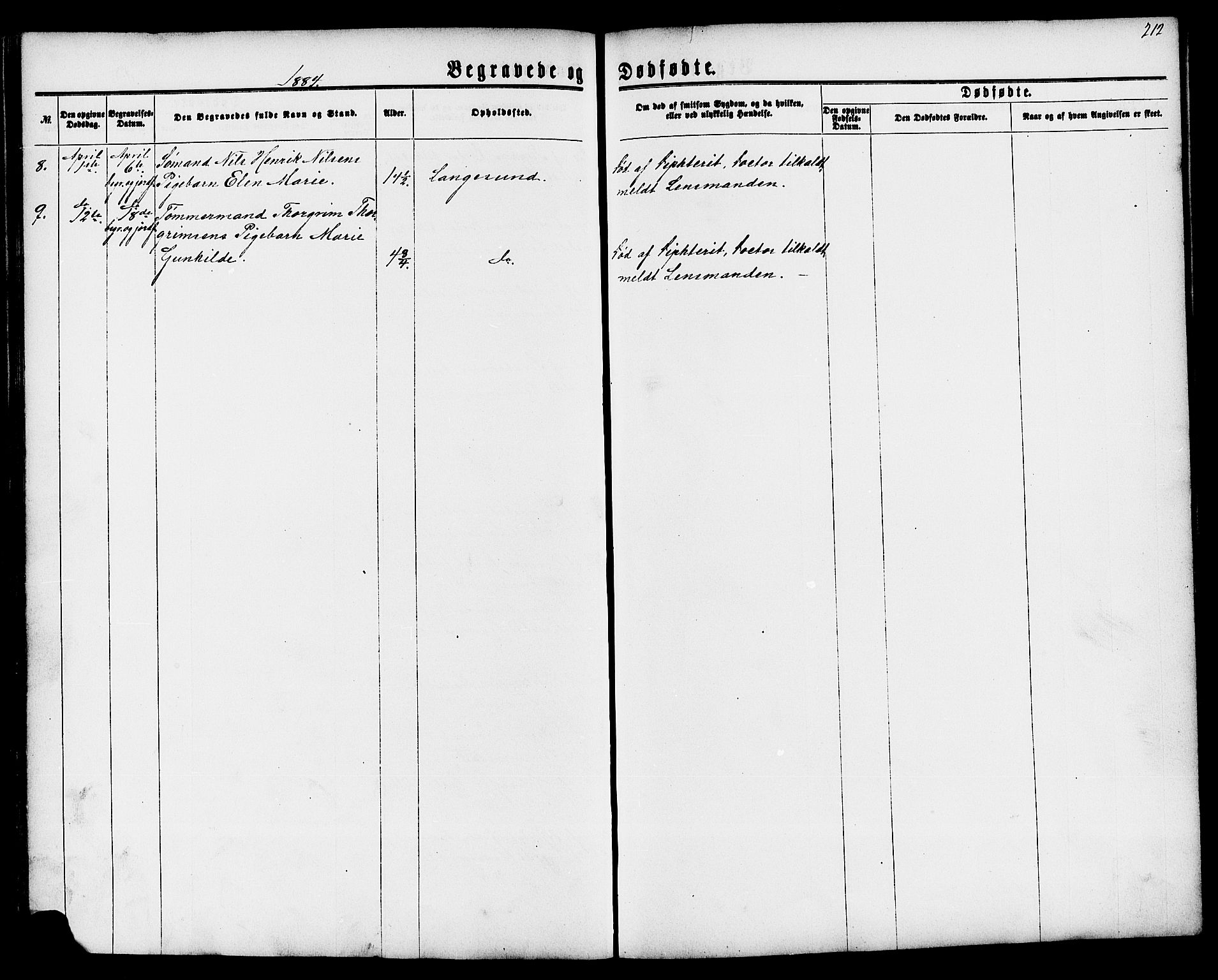 Langesund kirkebøker, SAKO/A-280/G/Ga/L0004: Parish register (copy) no. 4, 1859-1884, p. 212