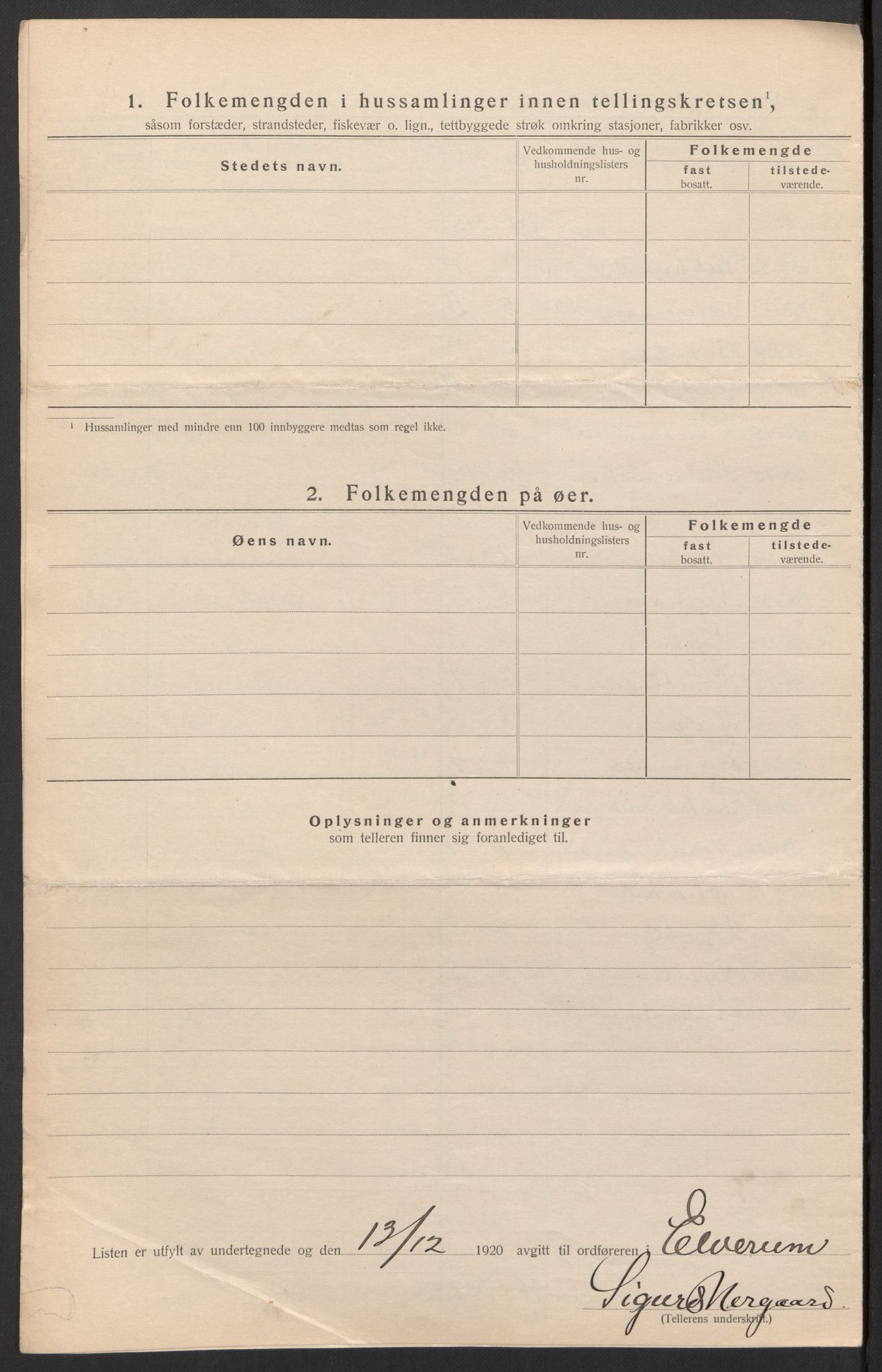 SAH, 1920 census for Elverum, 1920, p. 82