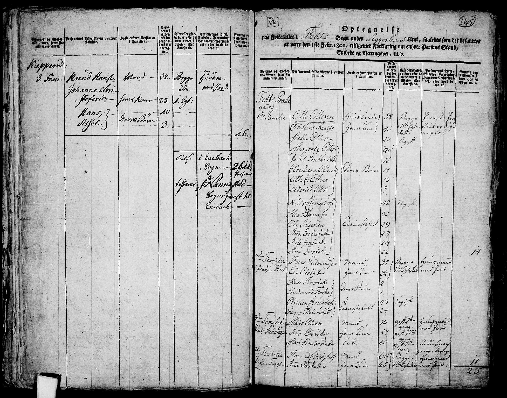 RA, 1801 census for 0227P Fet, 1801, p. 364b-365a