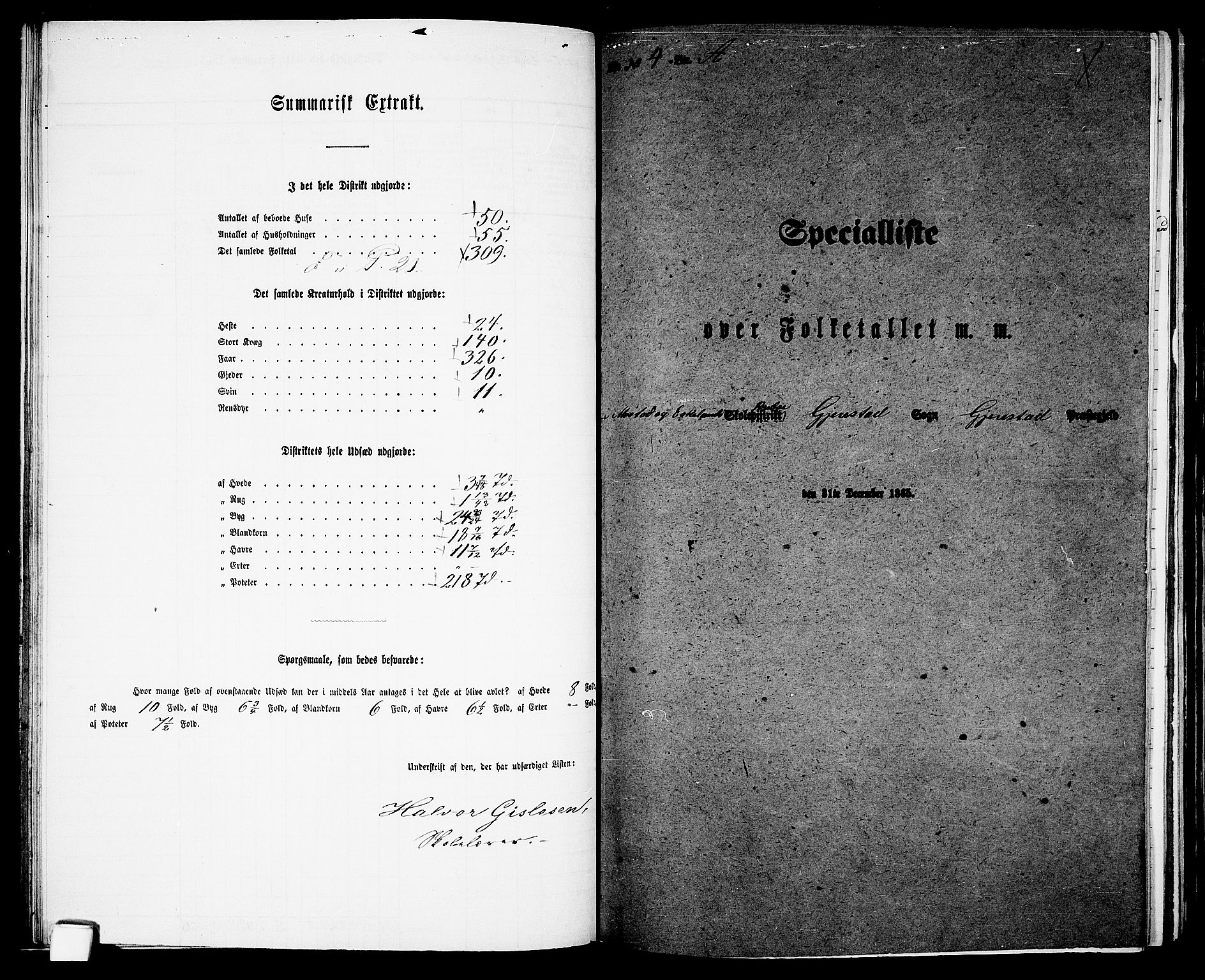 RA, 1865 census for Gjerstad, 1865, p. 61