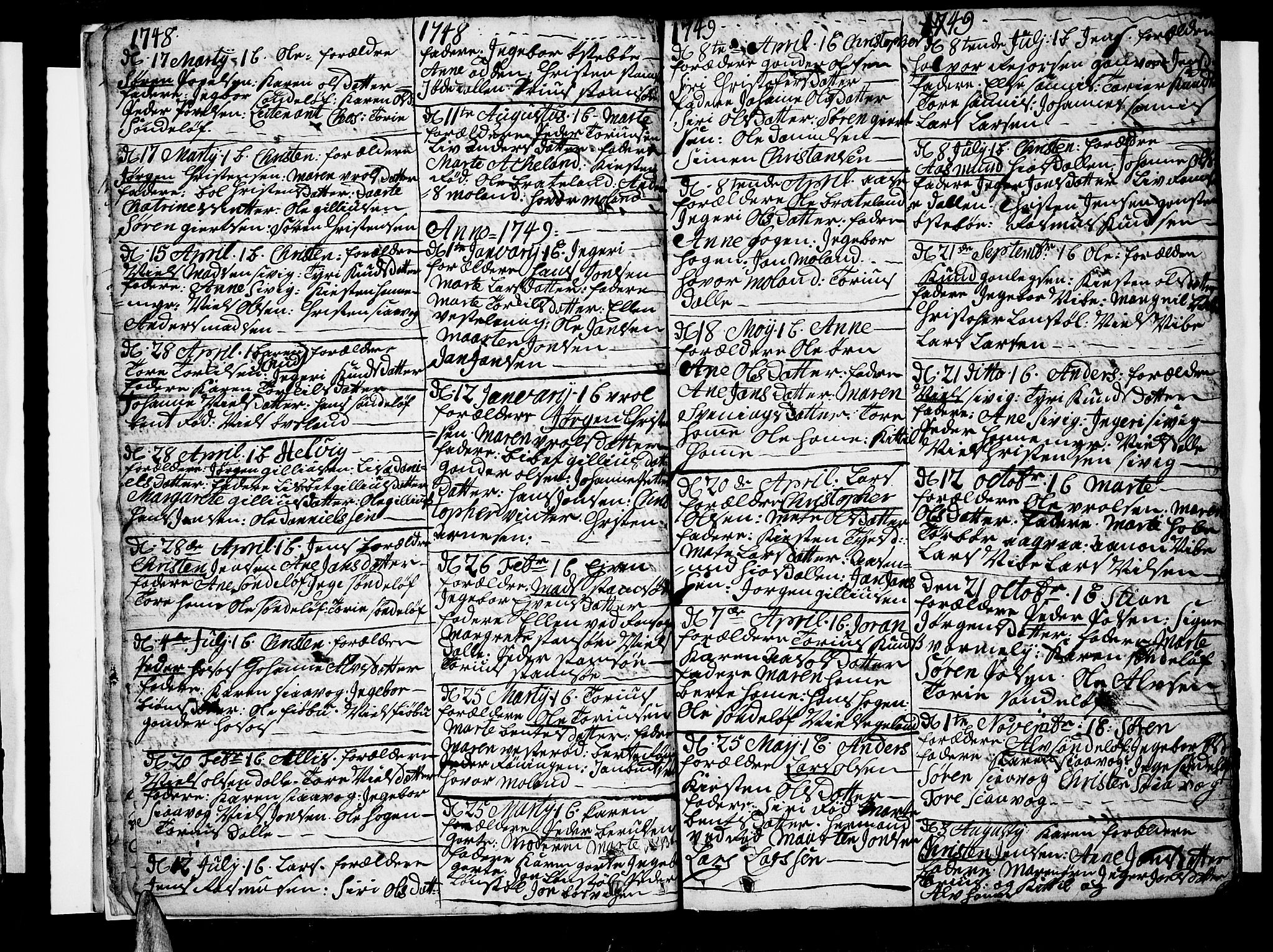 Søndeled sokneprestkontor, SAK/1111-0038/F/Fb/L0001: Parish register (copy) no. B 1, 1746-1816, p. 10