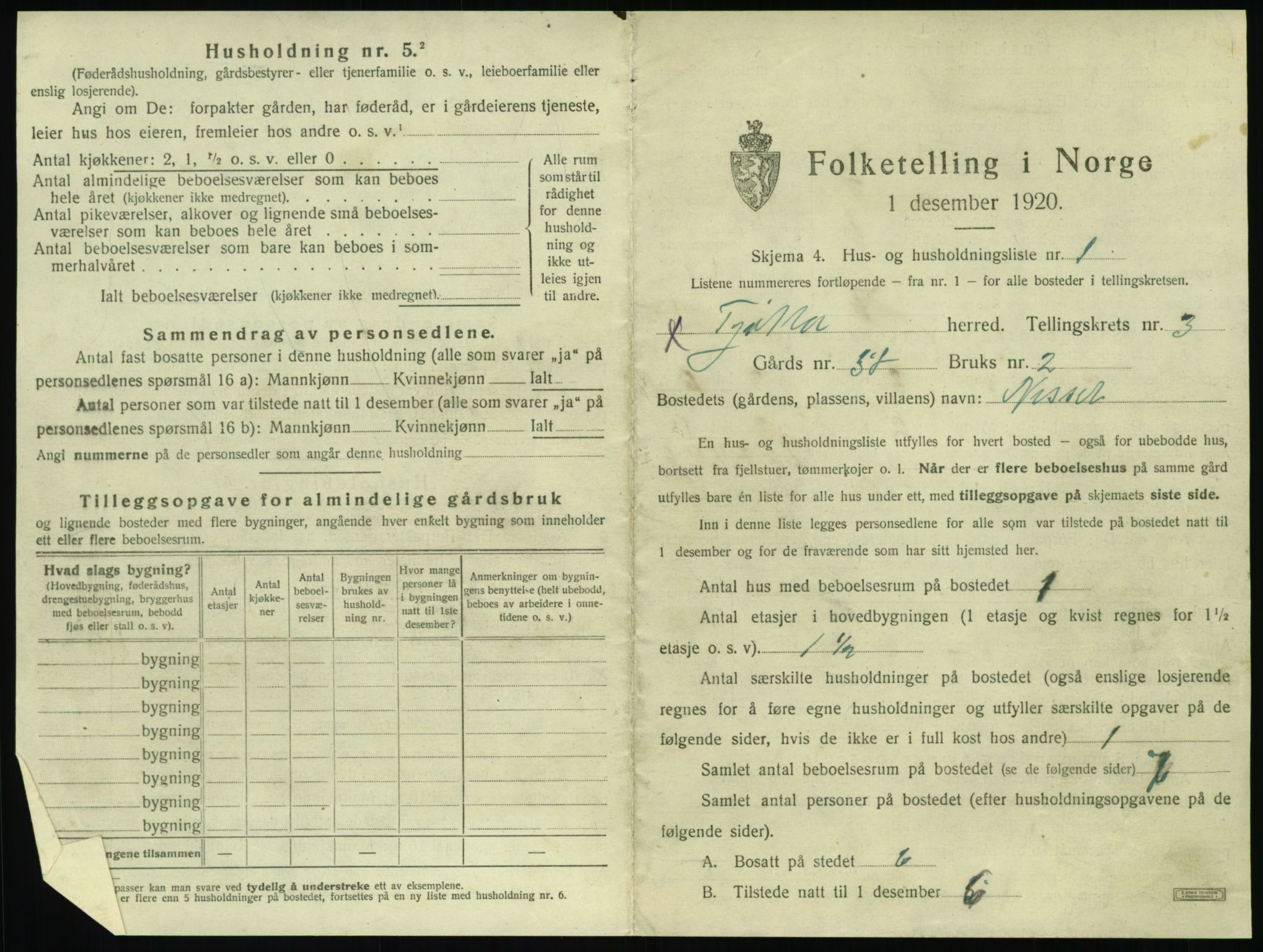 SAT, 1920 census for Tjøtta, 1920, p. 135