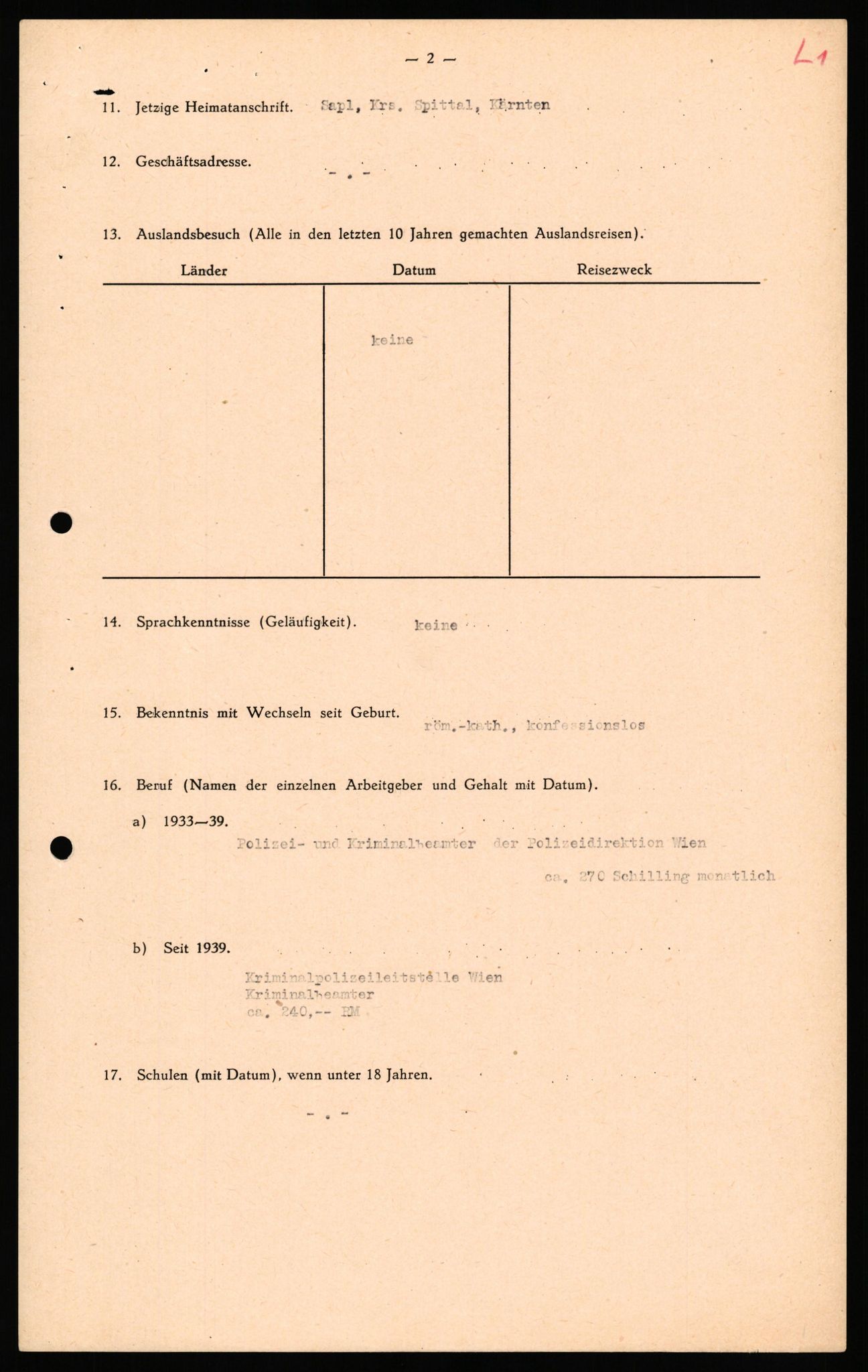 Forsvaret, Forsvarets overkommando II, AV/RA-RAFA-3915/D/Db/L0039: CI Questionaires. Tyske okkupasjonsstyrker i Norge. Østerrikere., 1945-1946, p. 230
