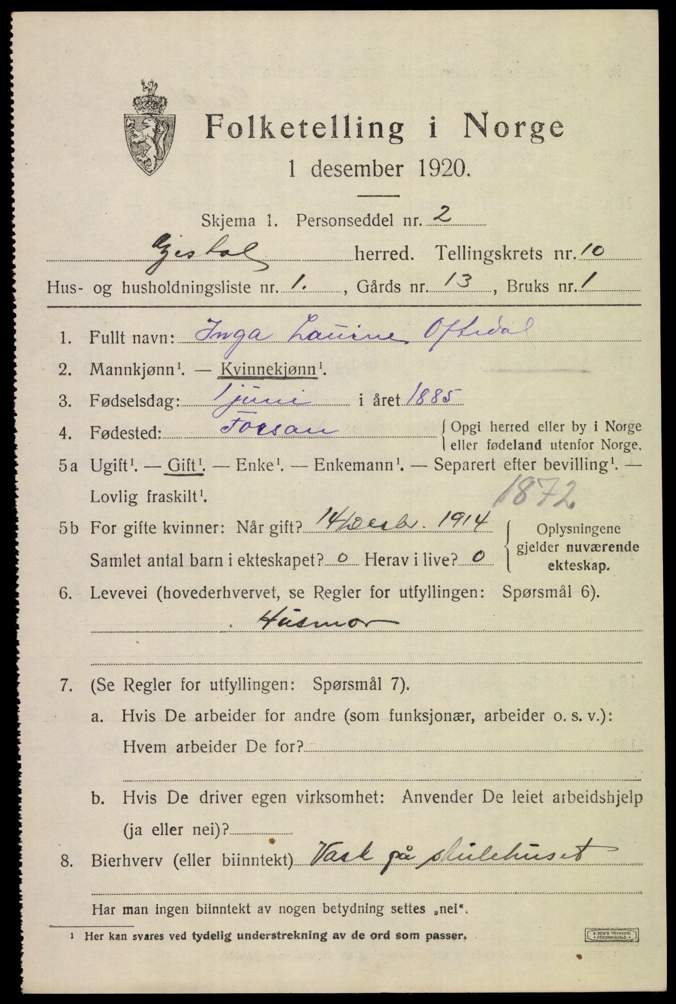 SAST, 1920 census for Gjesdal, 1920, p. 4572