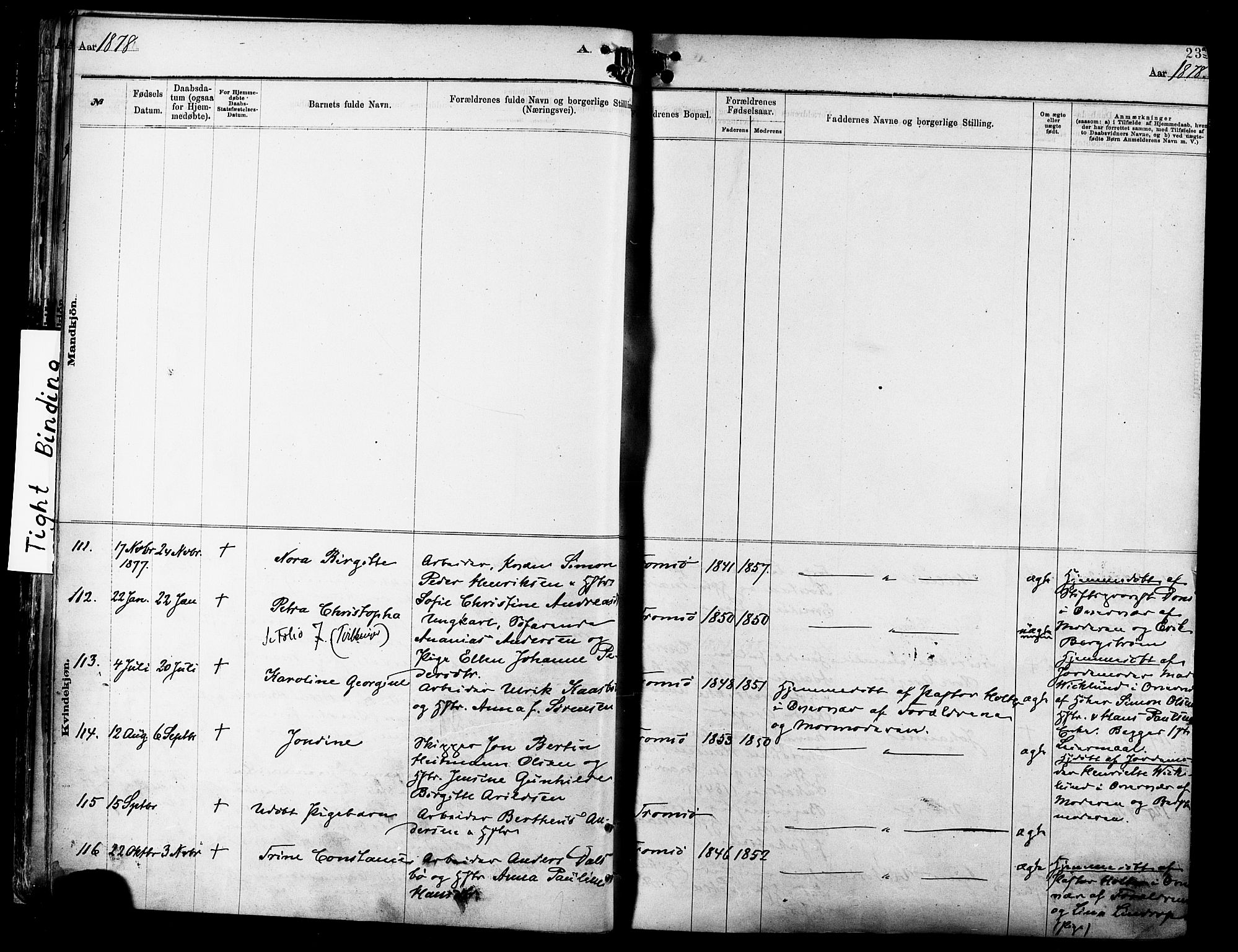Tromsø sokneprestkontor/stiftsprosti/domprosti, AV/SATØ-S-1343/G/Ga/L0014kirke: Parish register (official) no. 14, 1878-1888, p. 23
