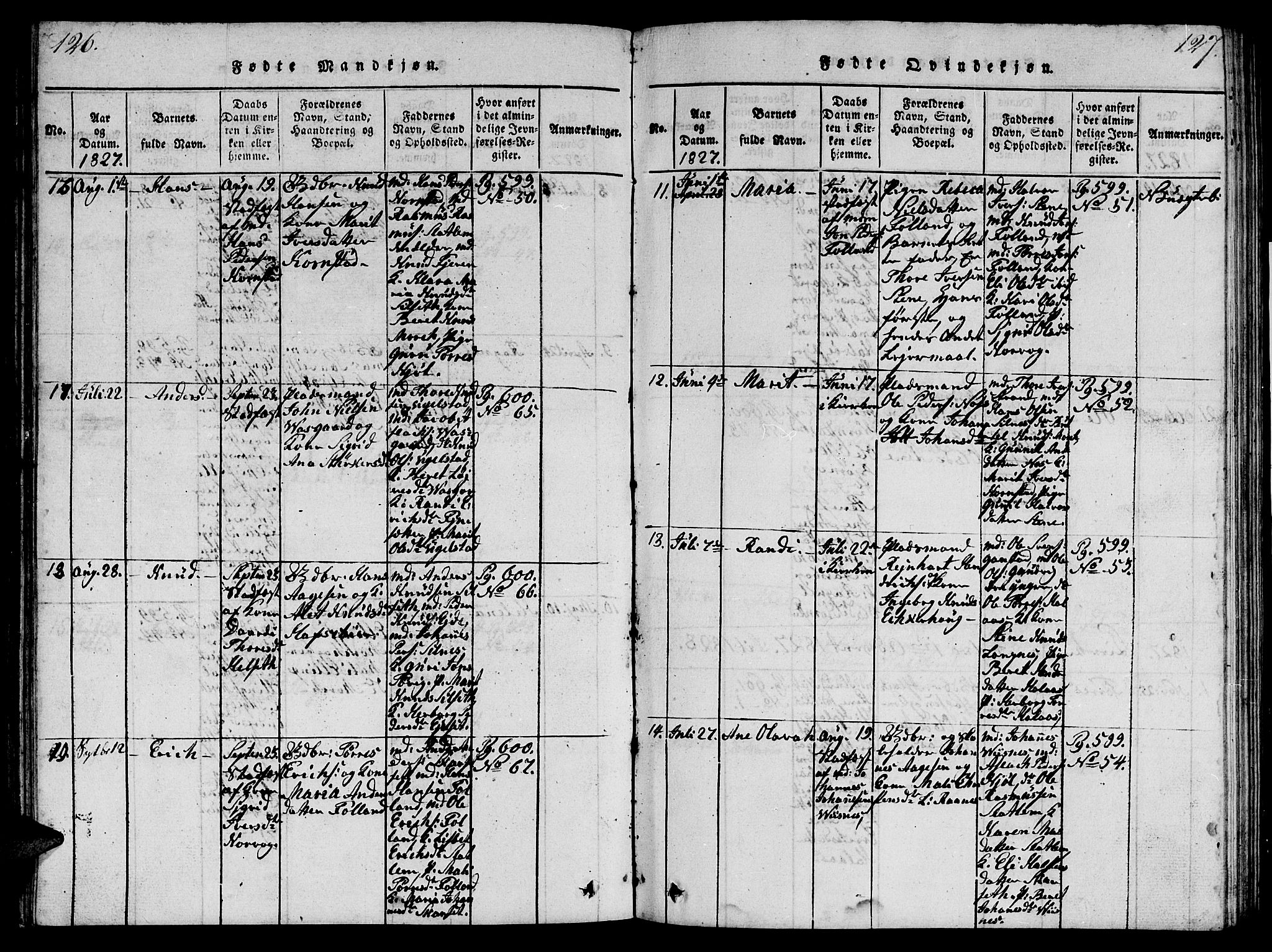 Ministerialprotokoller, klokkerbøker og fødselsregistre - Møre og Romsdal, SAT/A-1454/570/L0831: Parish register (official) no. 570A05, 1819-1829, p. 126-127