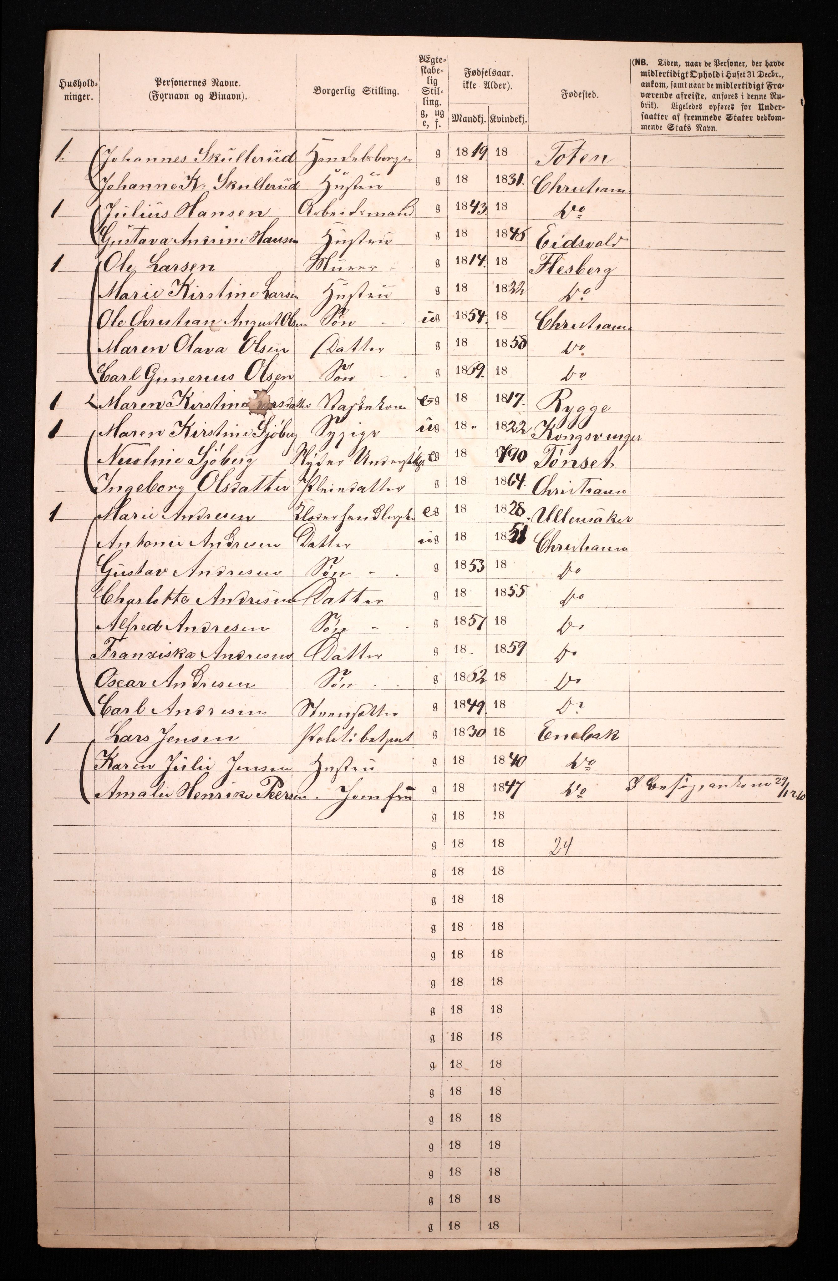 RA, 1870 census for 0301 Kristiania, 1870, p. 4660