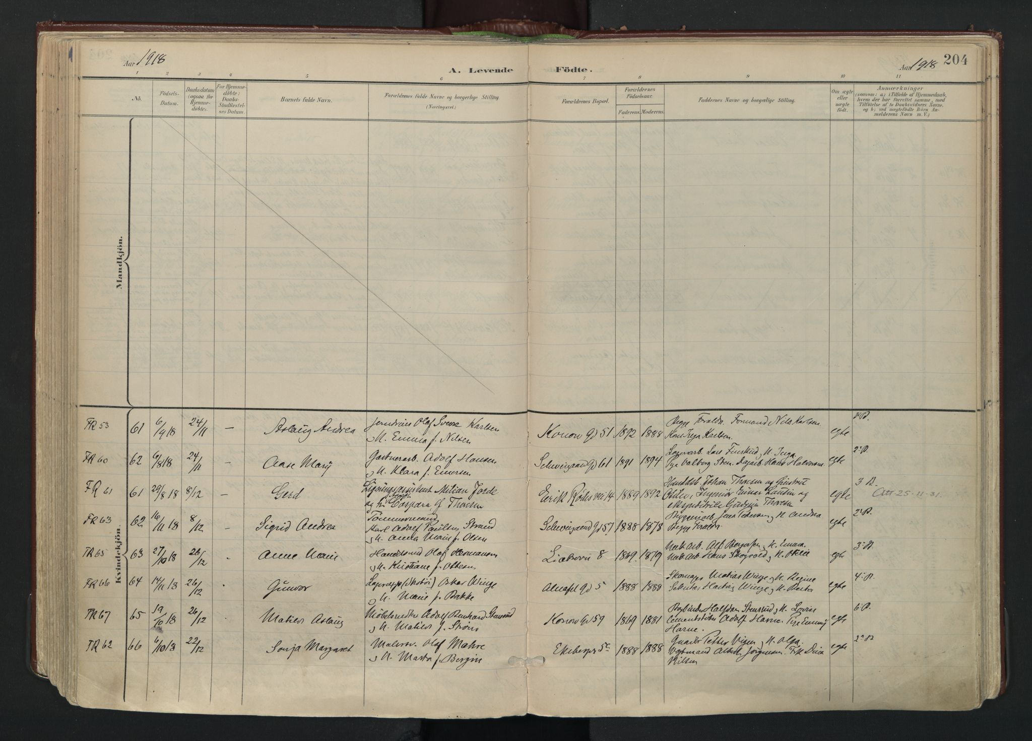 Gamlebyen prestekontor Kirkebøker, AV/SAO-A-10884/F/Fa/L0010: Parish register (official) no. 10, 1895-1935, p. 204