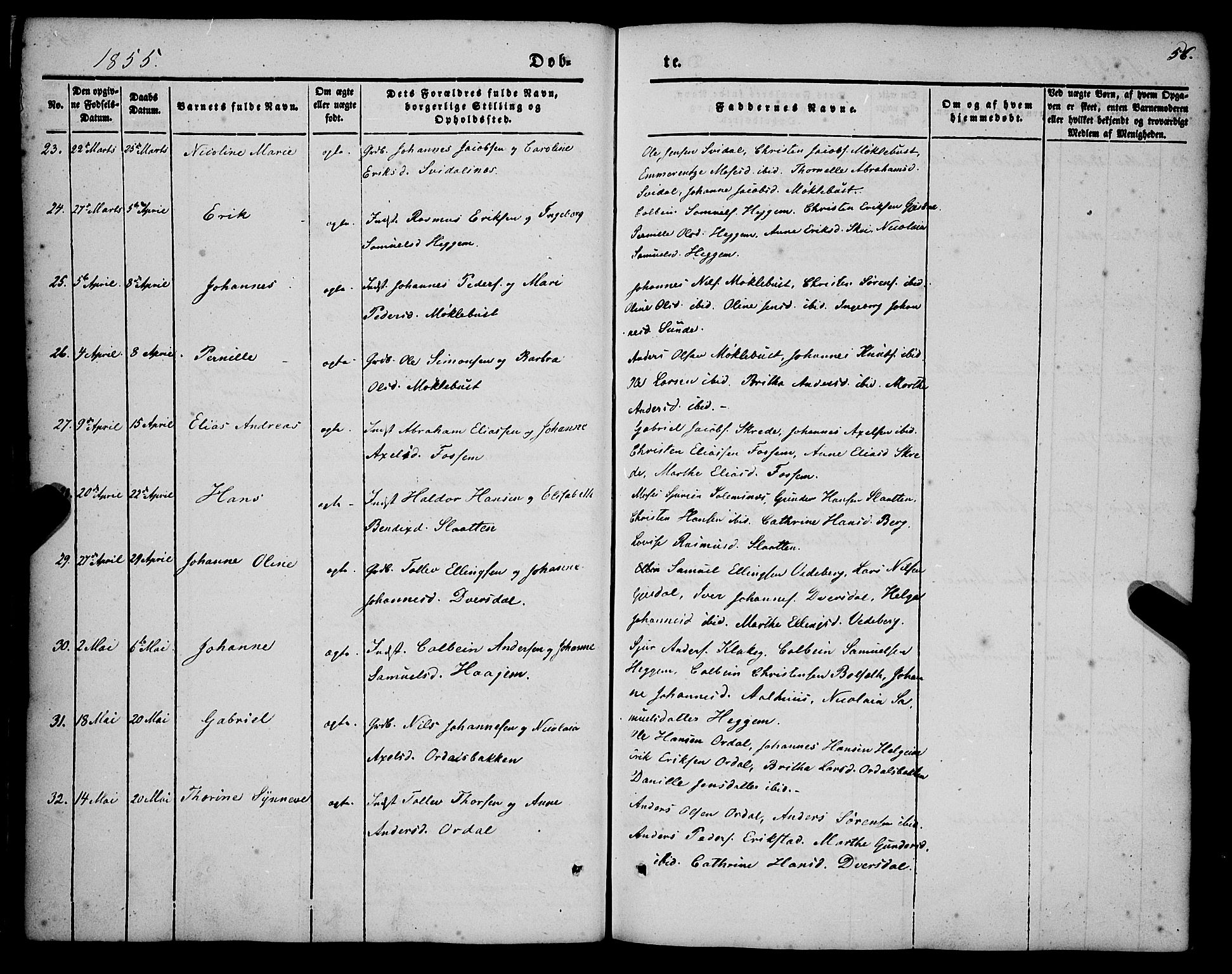Jølster sokneprestembete, SAB/A-80701/H/Haa/Haaa/L0010: Parish register (official) no. A 10, 1847-1865, p. 56
